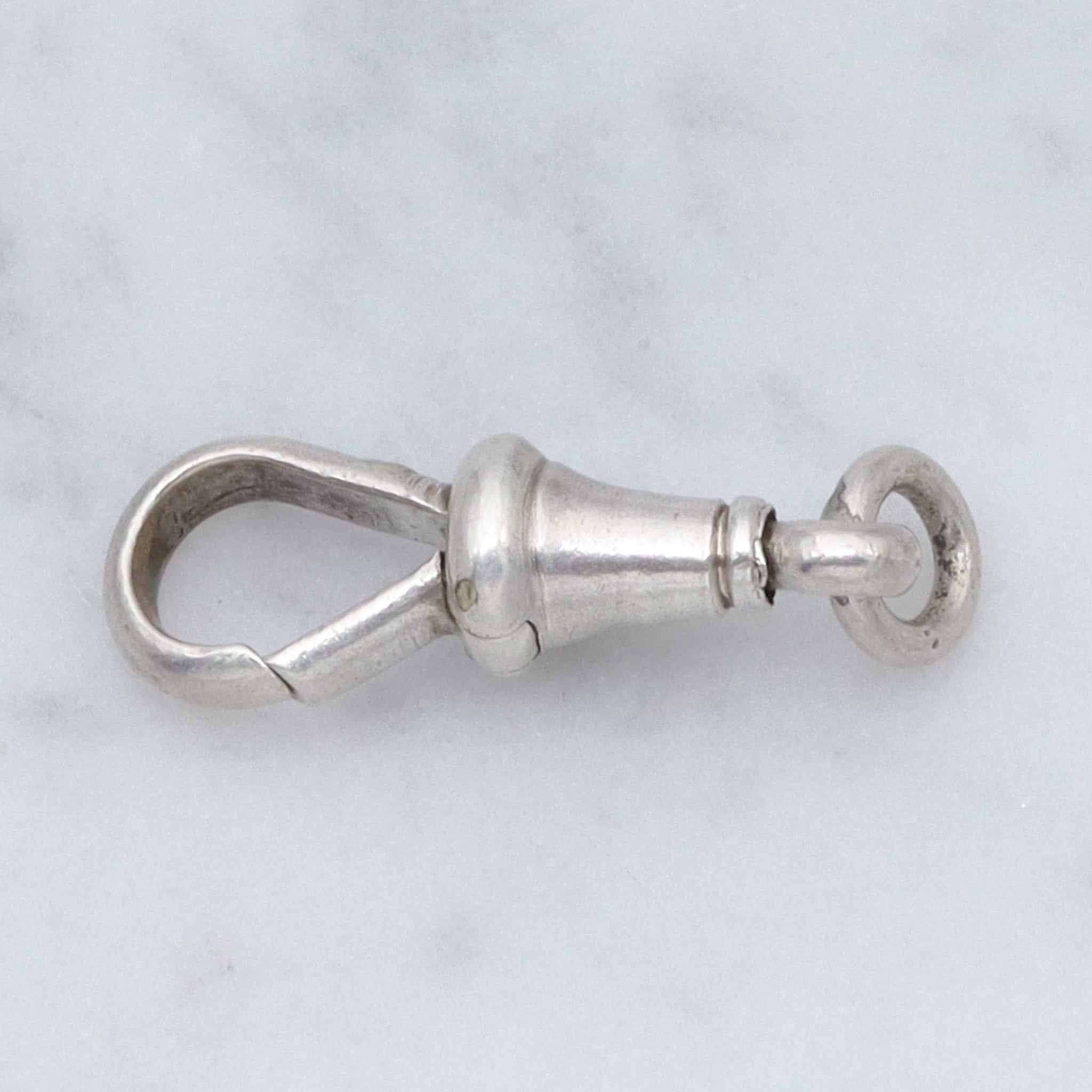 Antique sterling swiveling dog clip clasp pendant enhancer