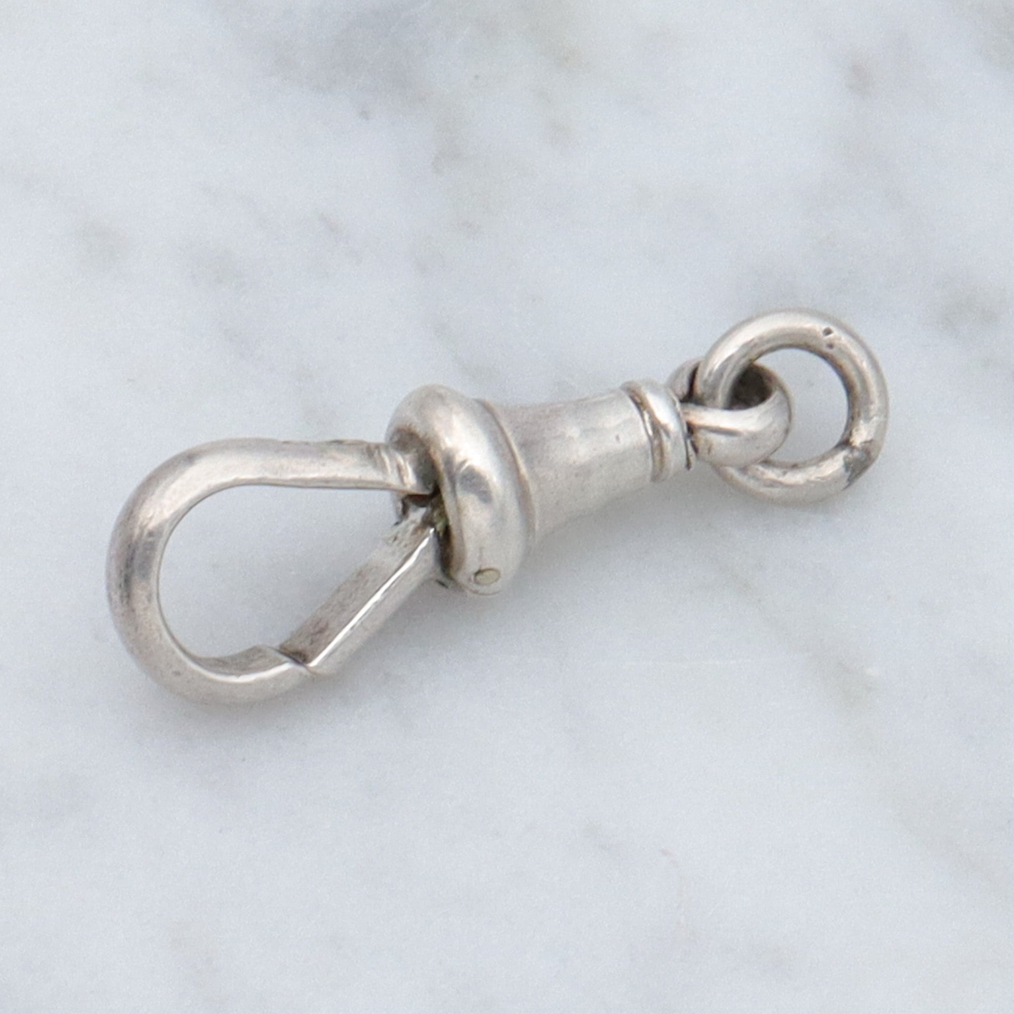 Antique sterling swiveling dog clip clasp pendant enhancer