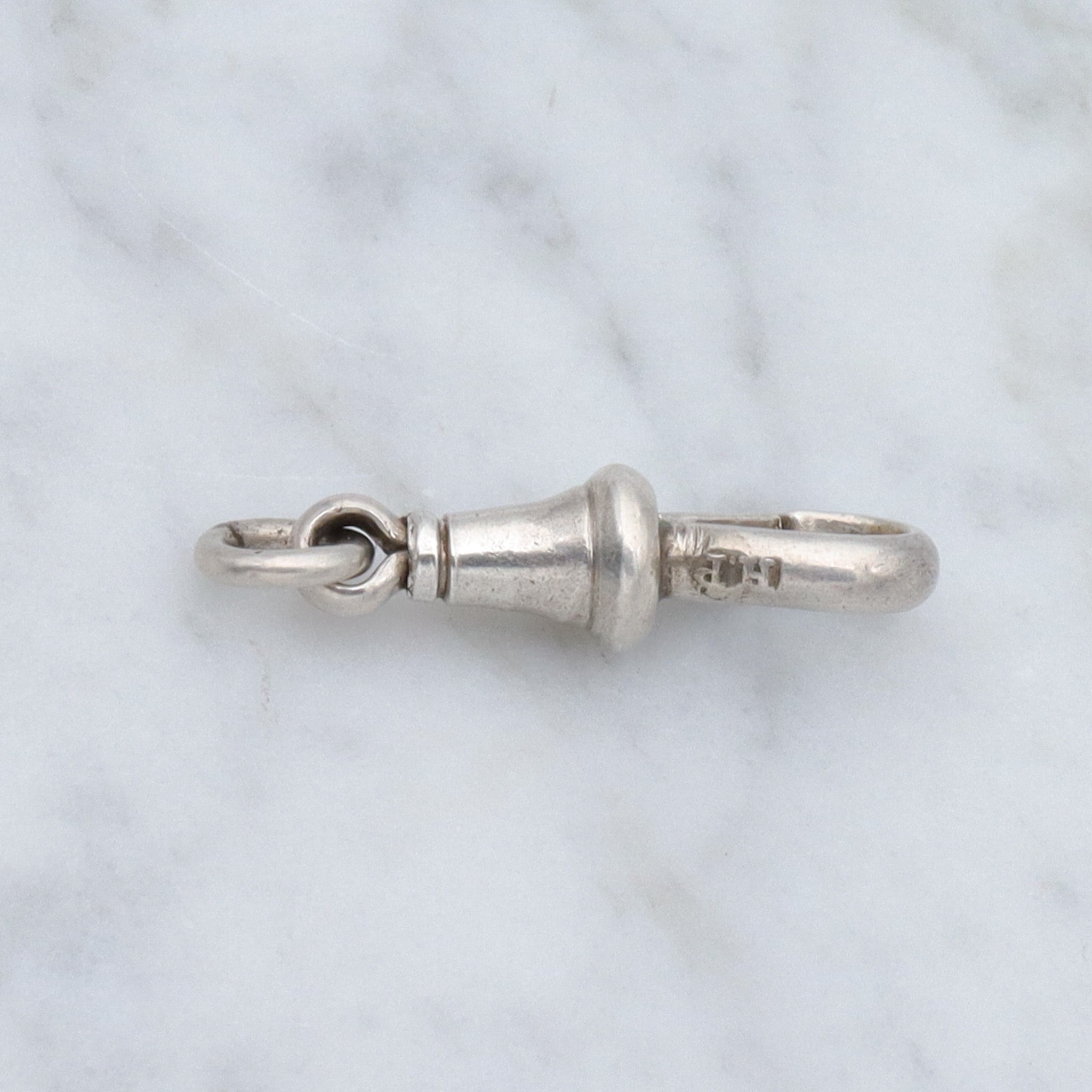 Antique sterling swiveling dog clip clasp pendant enhancer