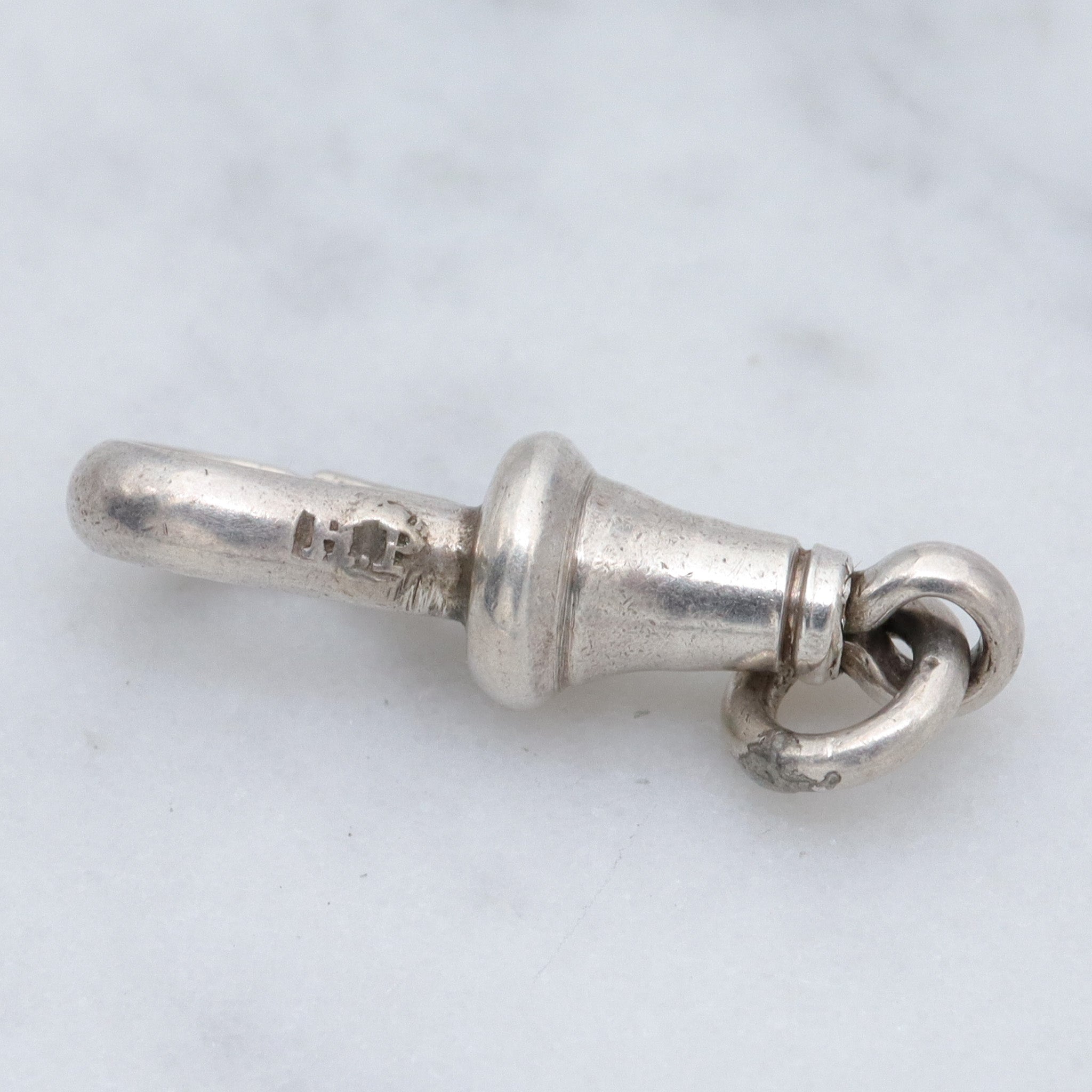 Antique sterling swiveling dog clip clasp pendant enhancer