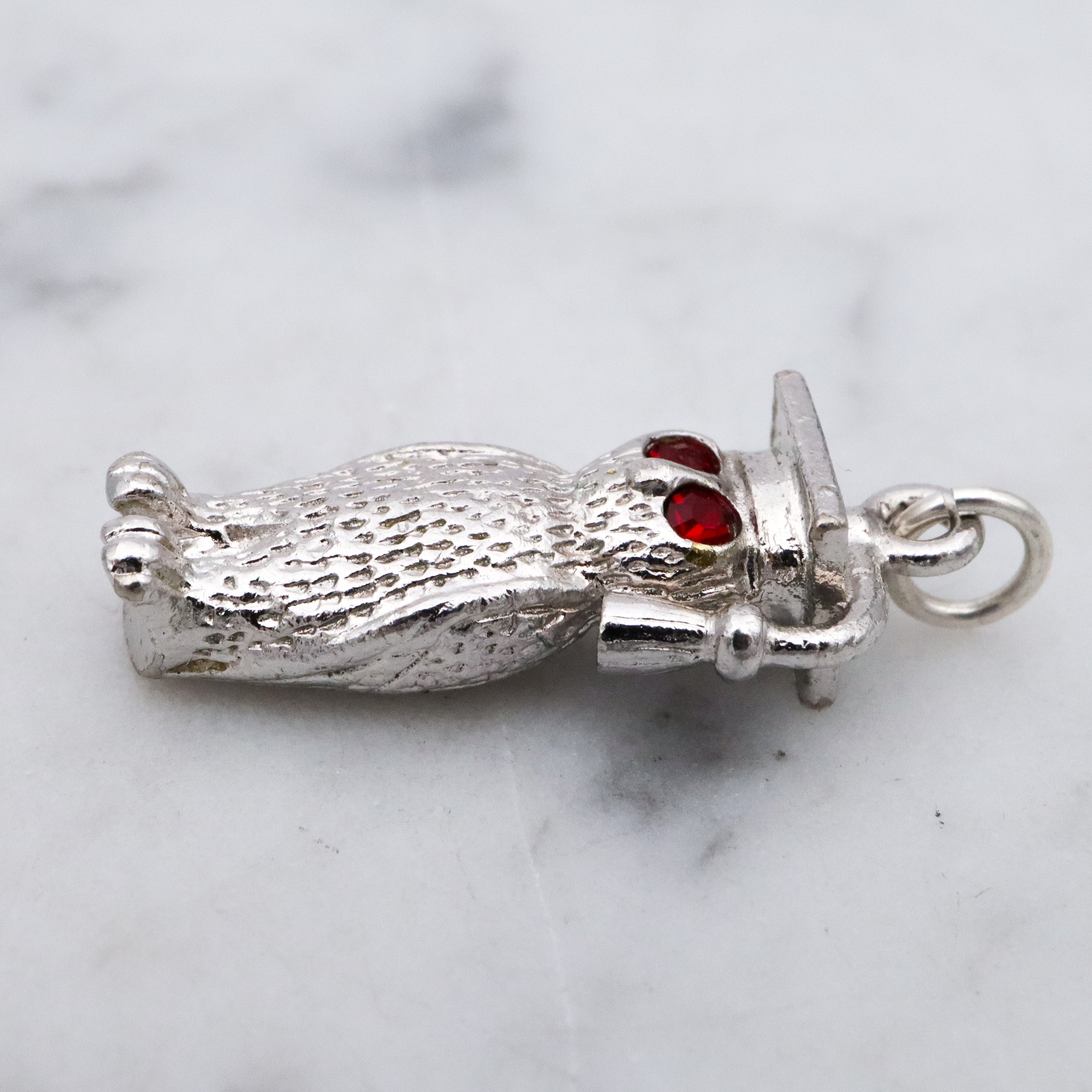 Vintage Wells sterling graduation owl charm pendant