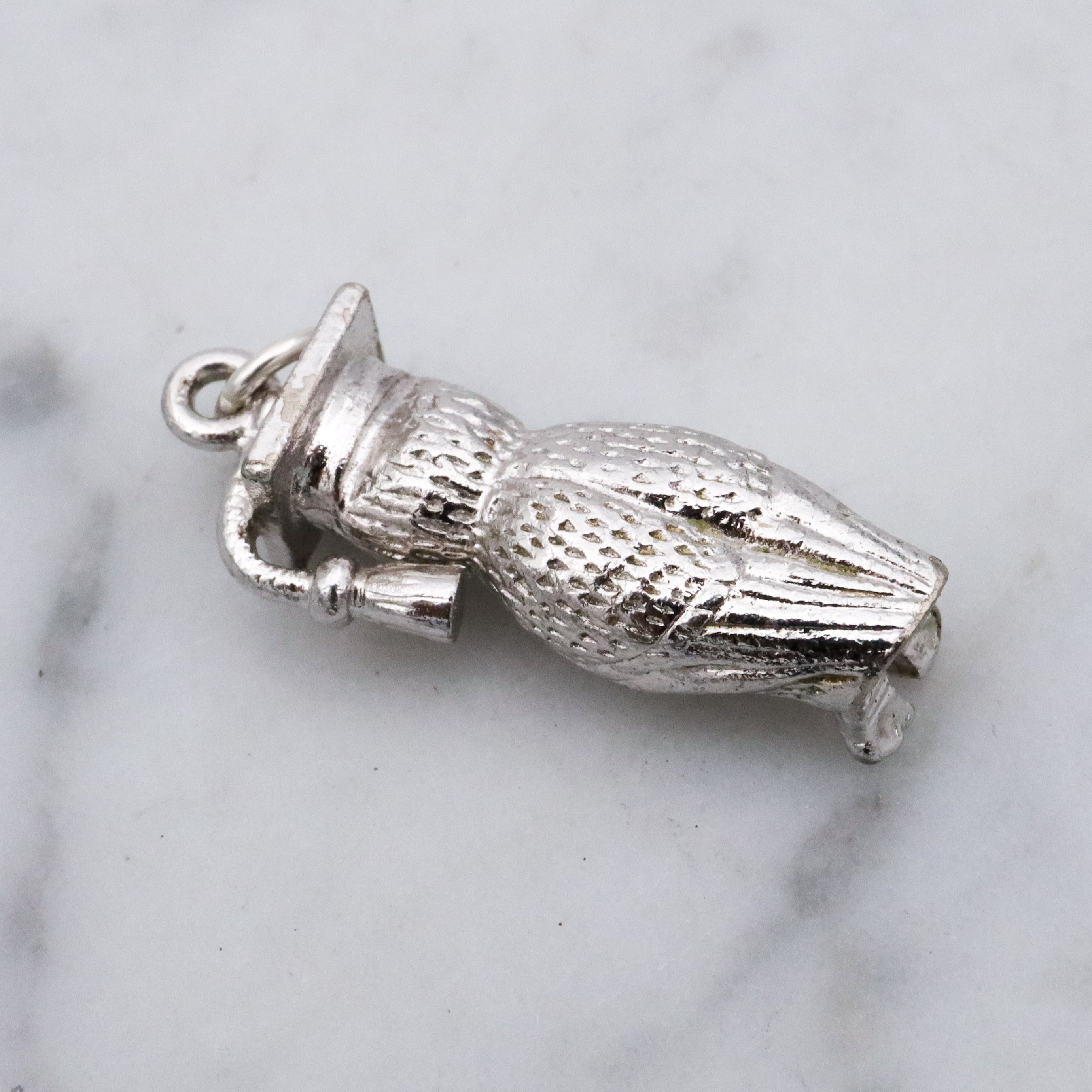 Vintage Wells sterling graduation owl charm pendant