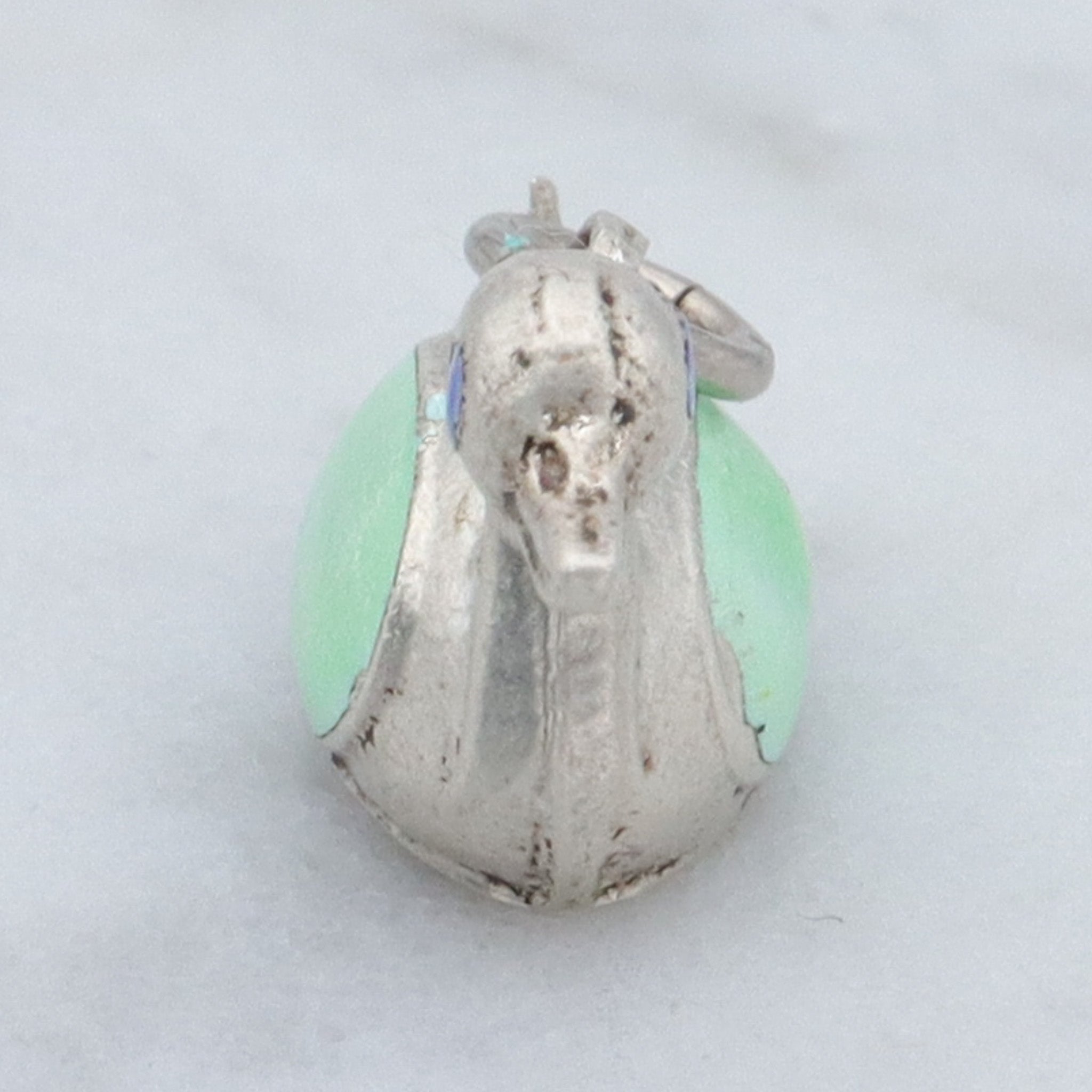 Antique sterling & enamel figural duck pendant