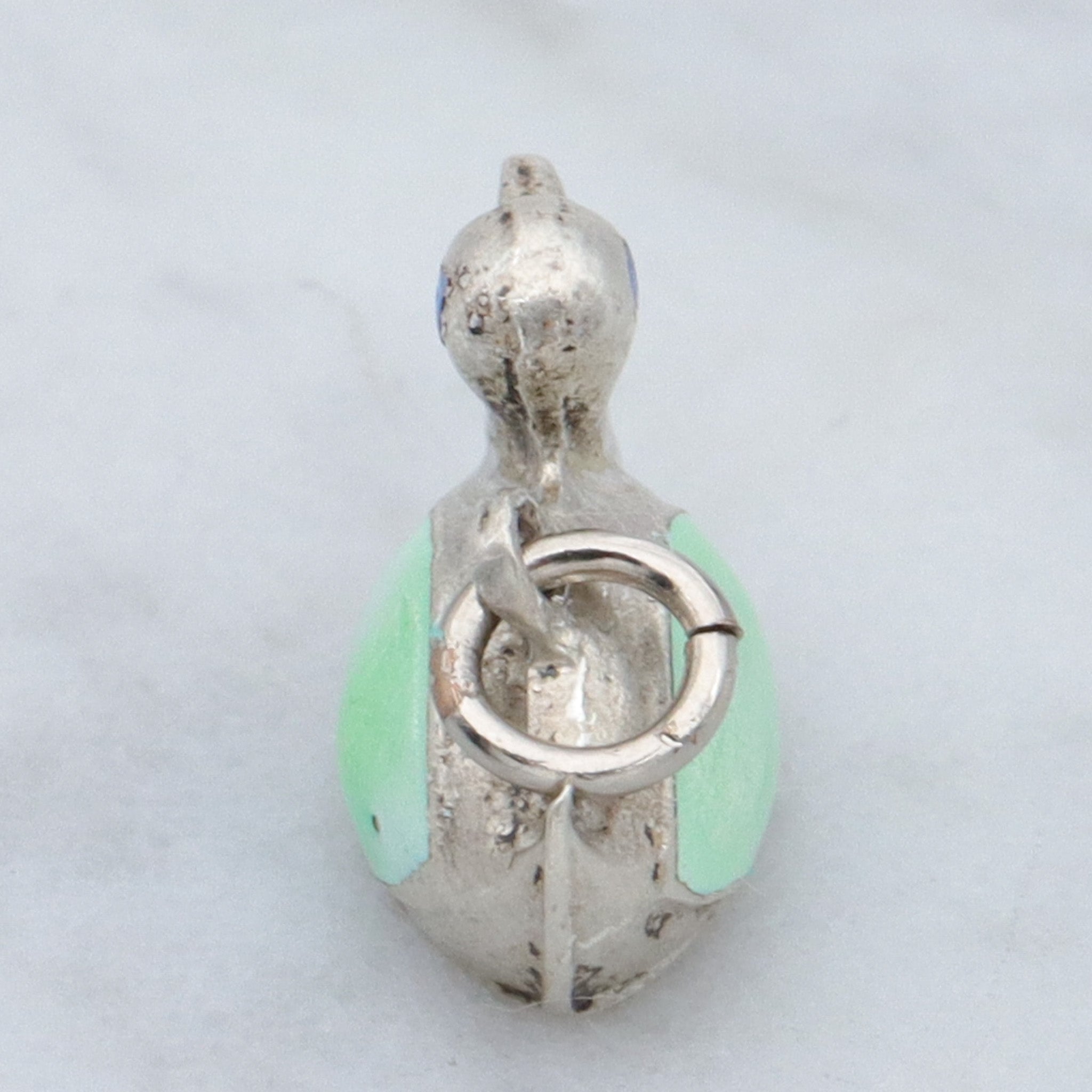 Antique sterling & enamel figural duck pendant