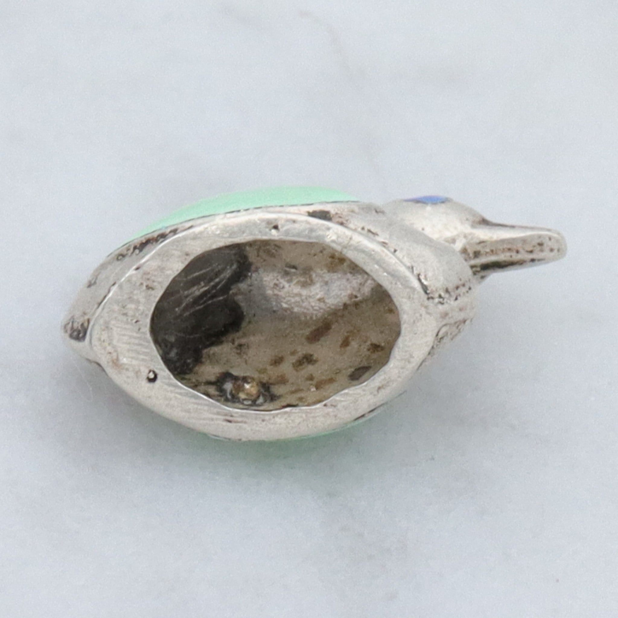 Antique sterling & enamel figural duck pendant