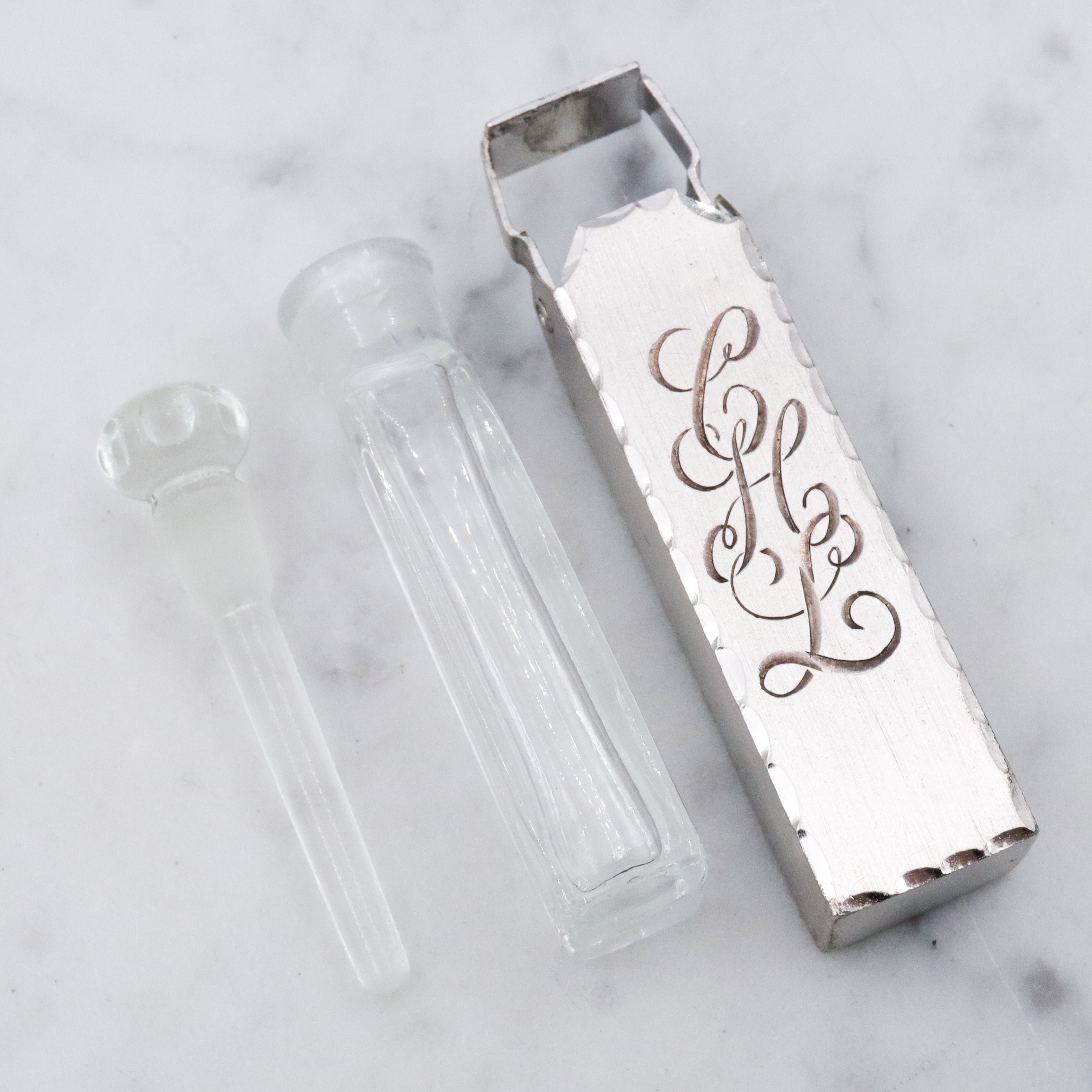 Antique Art Deco R. Blackinton & Co. sterling and glass spring loaded perfume