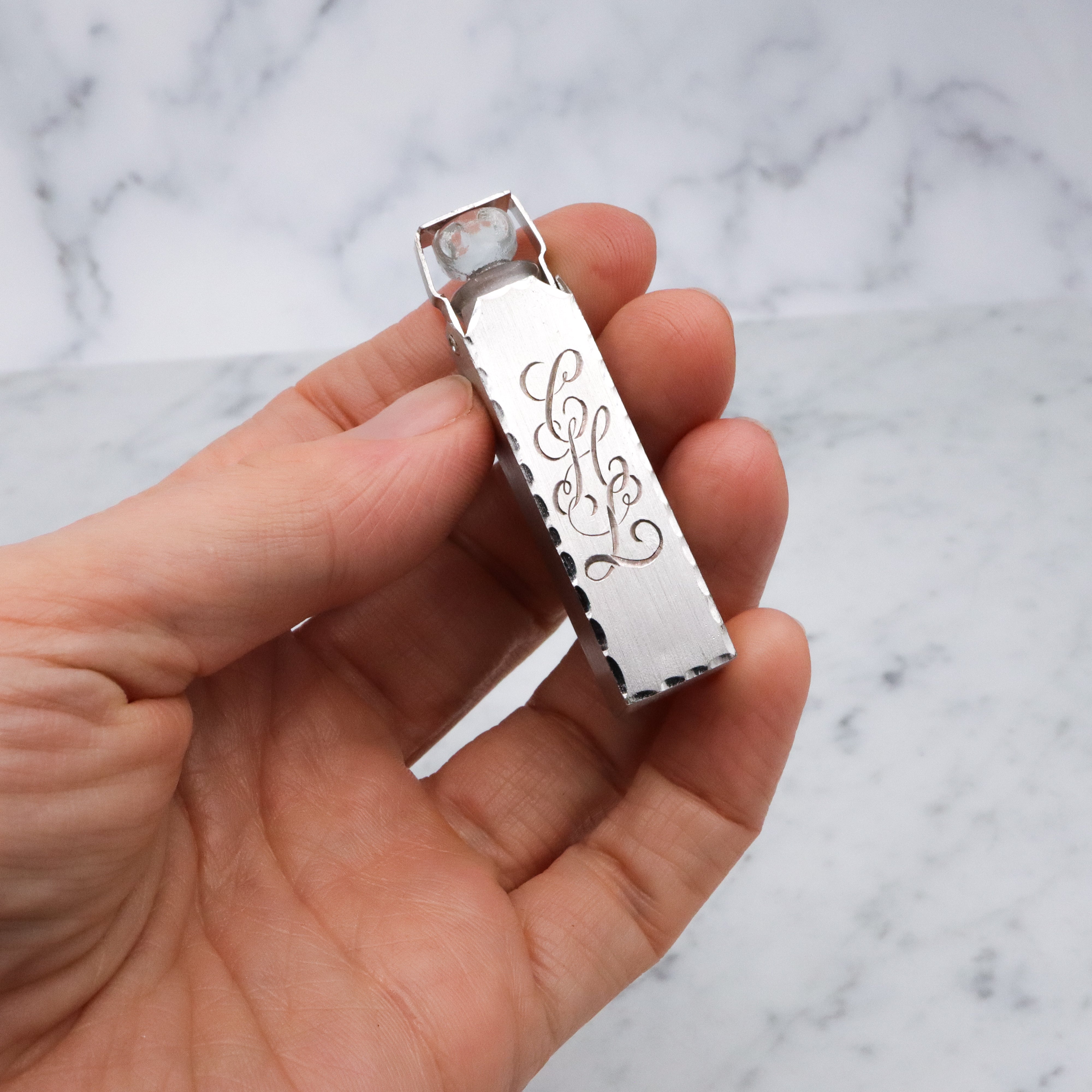 Antique Art Deco R. Blackinton & Co. sterling and glass spring loaded perfume