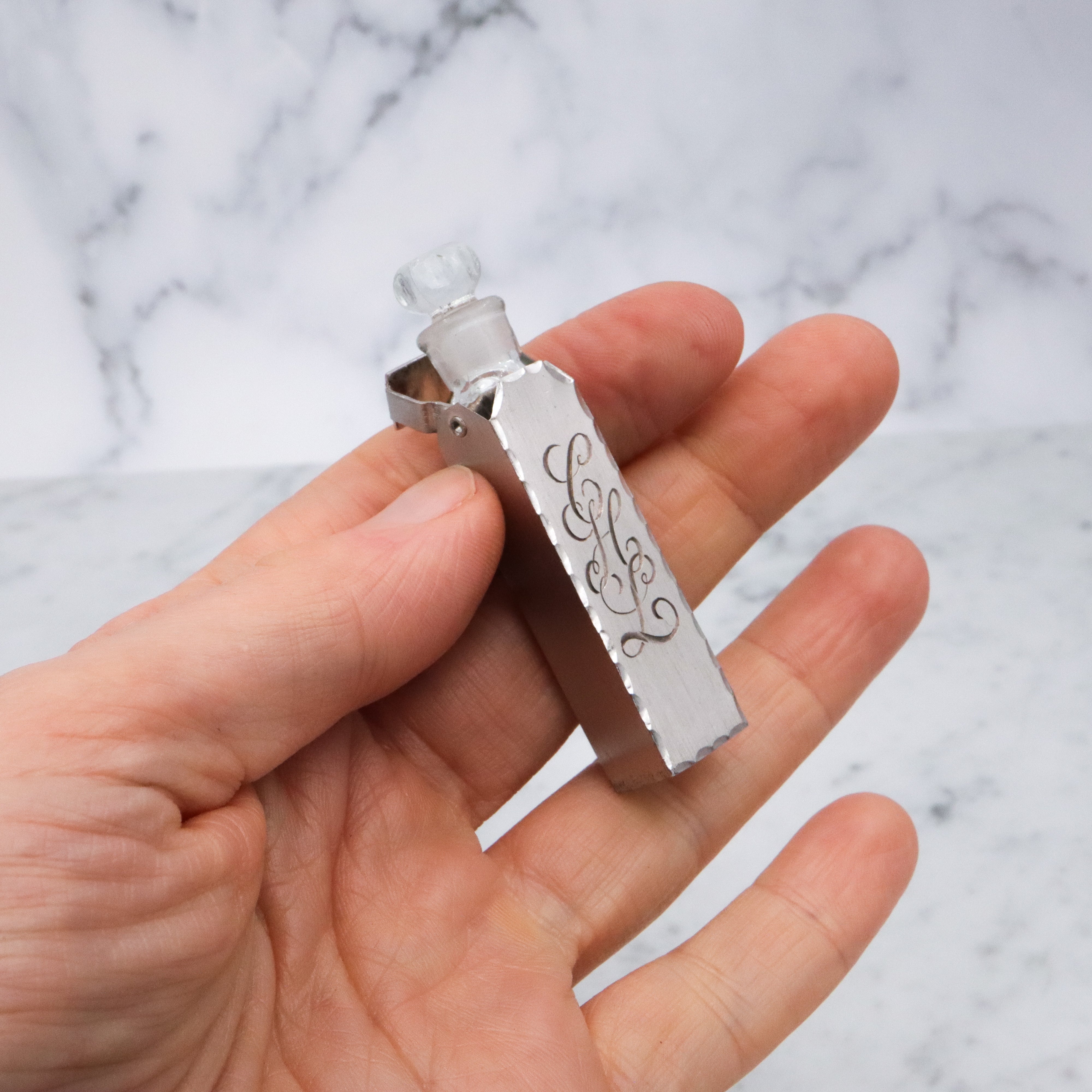 Antique Art Deco R. Blackinton & Co. sterling and glass spring loaded perfume