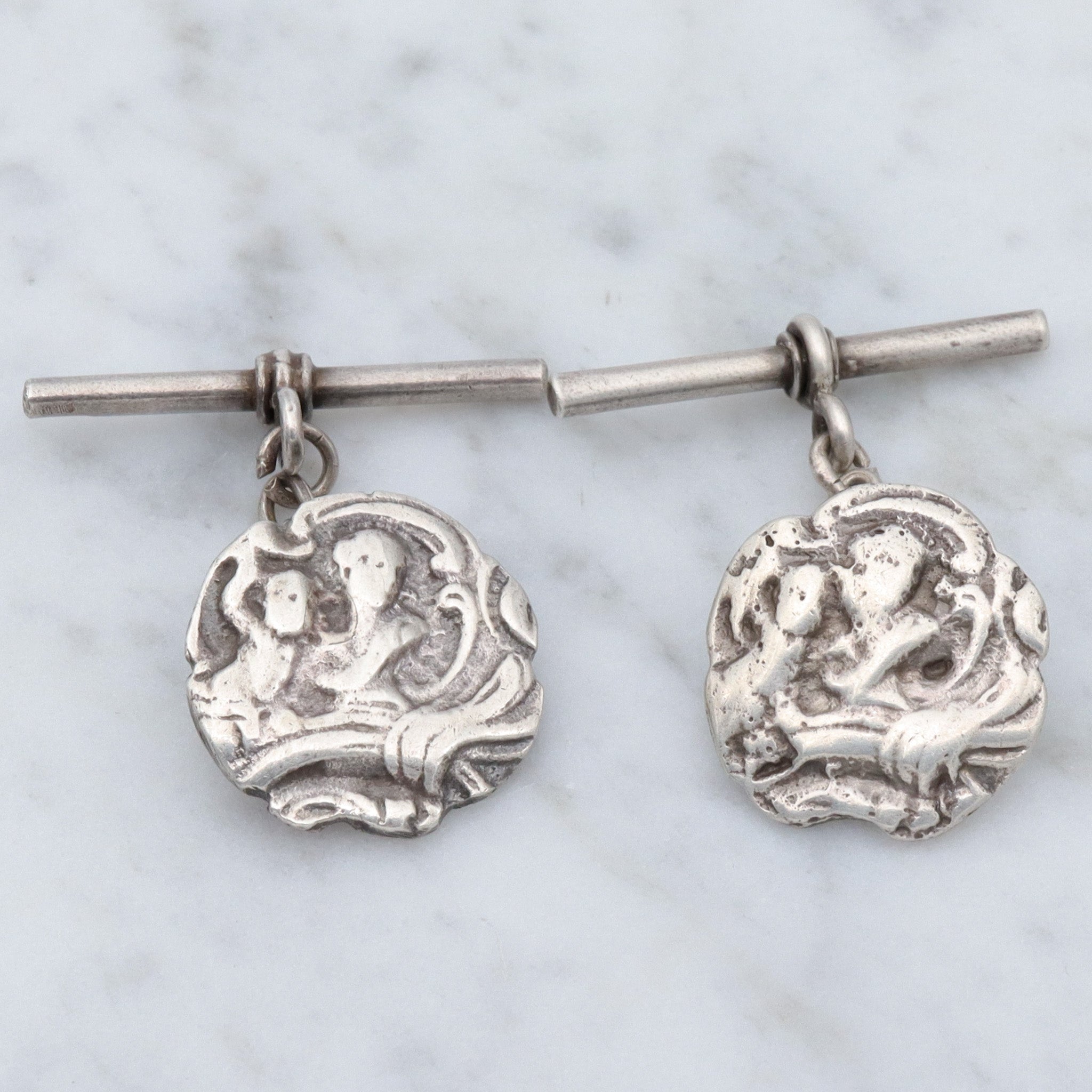 Antique English sterling coin style cufflinks
