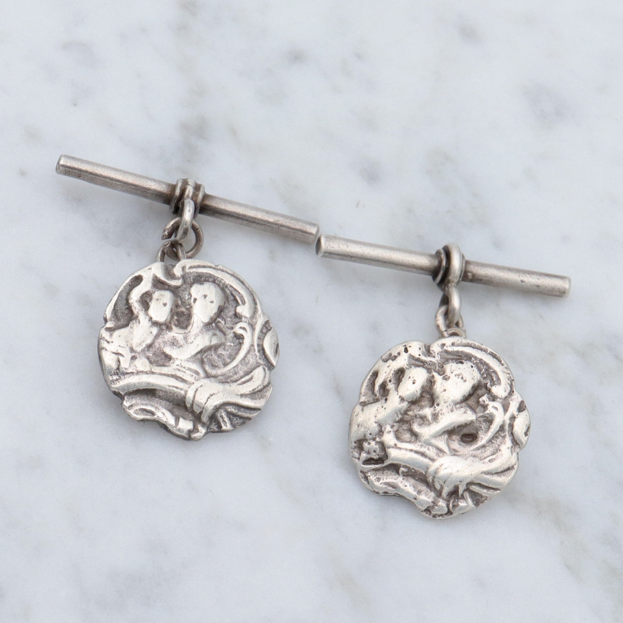 Antique English sterling coin style cufflinks
