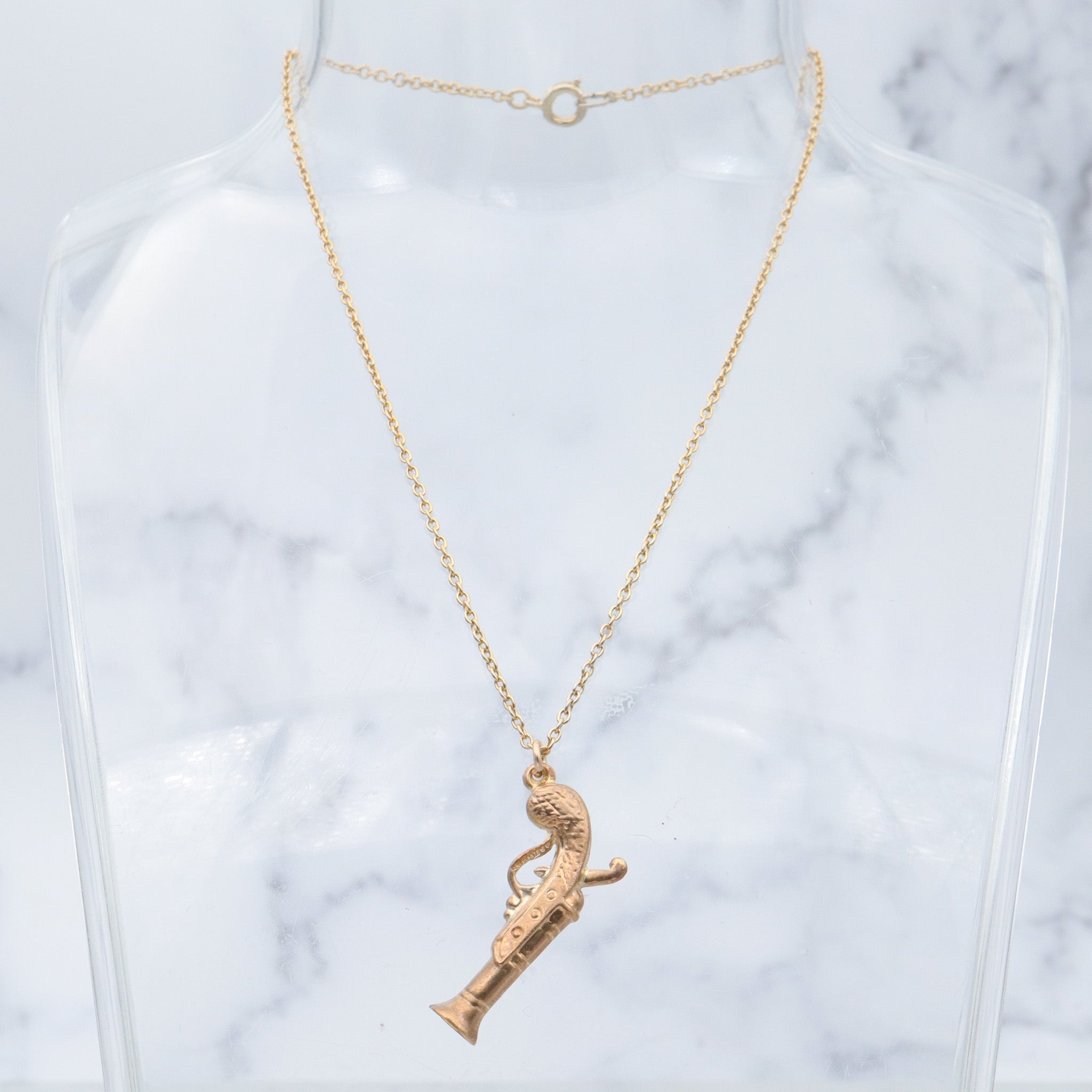 Vintage English 9k gold hollow pistol charm pendant