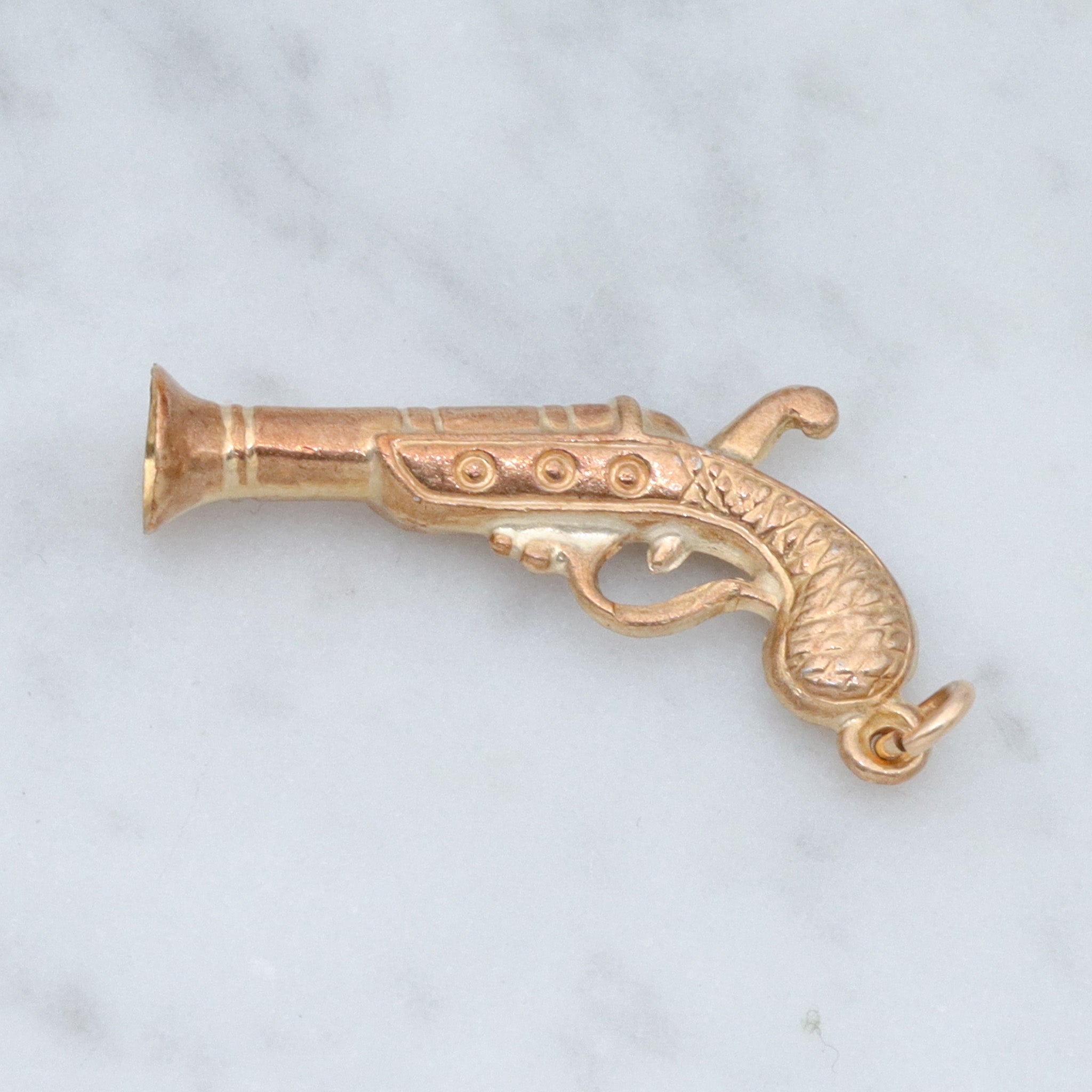 Vintage English 9k gold hollow pistol charm pendant