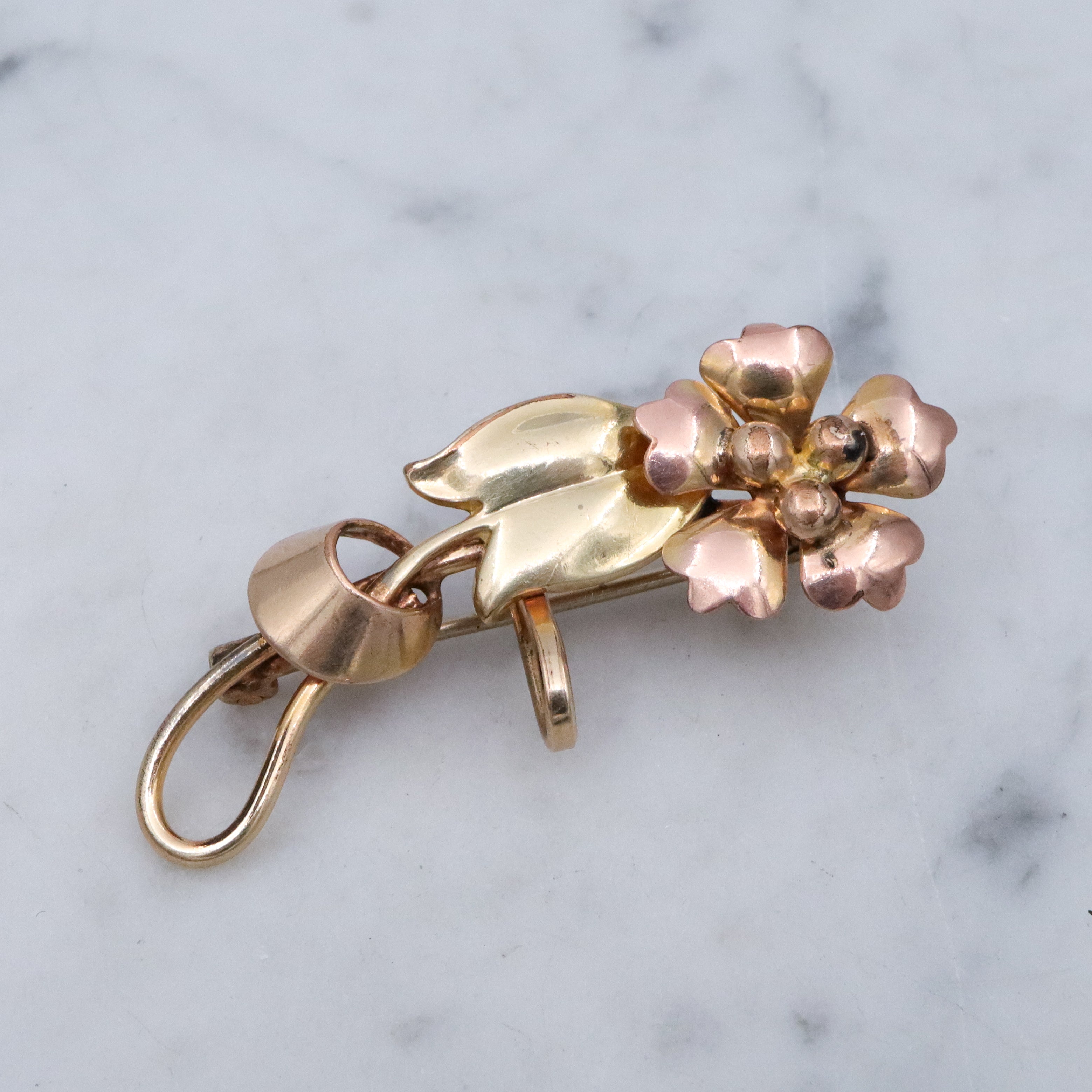 Mid Century Binder Brothers 12k gold filled floral brooch w/clip