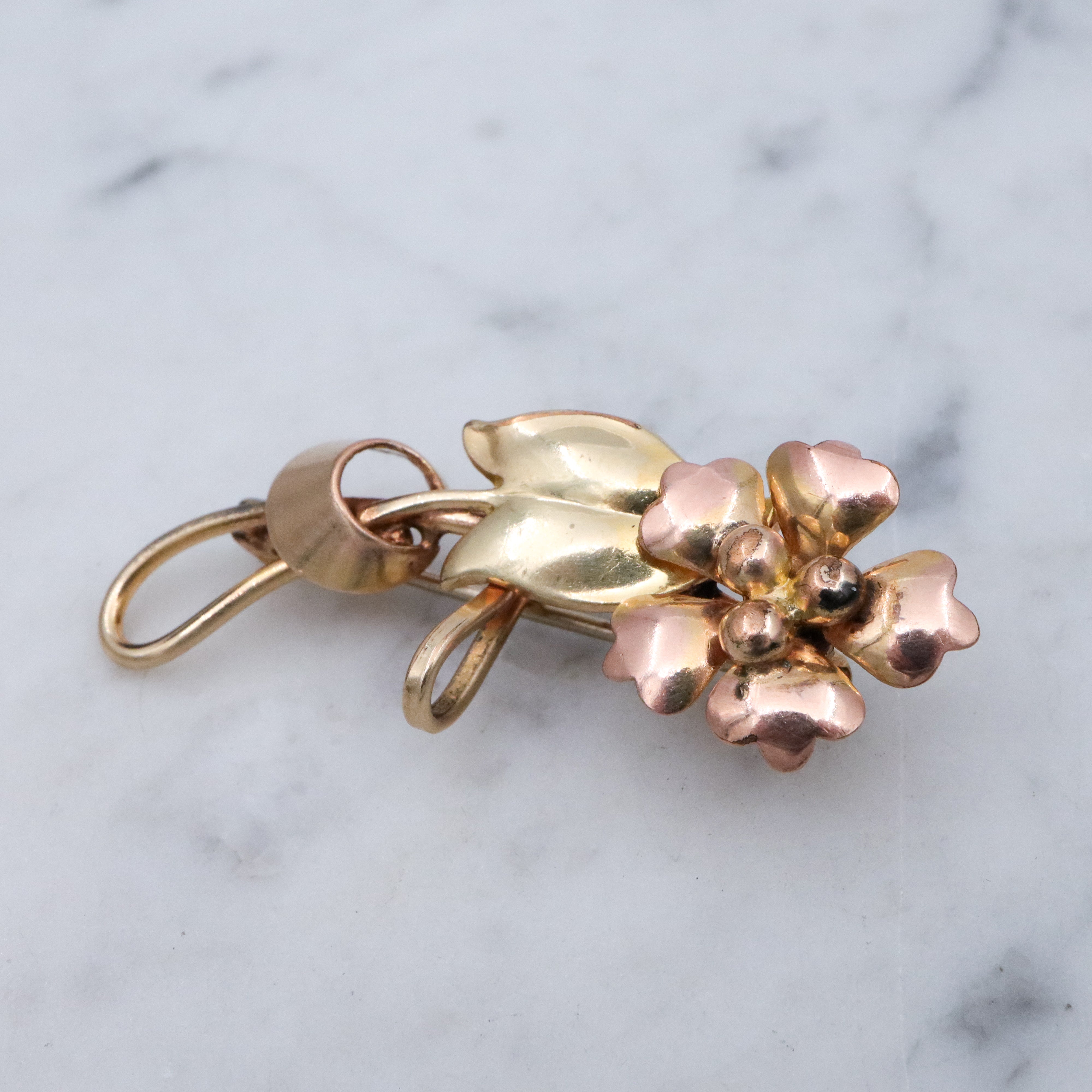 Mid Century Binder Brothers 12k gold filled floral brooch w/clip