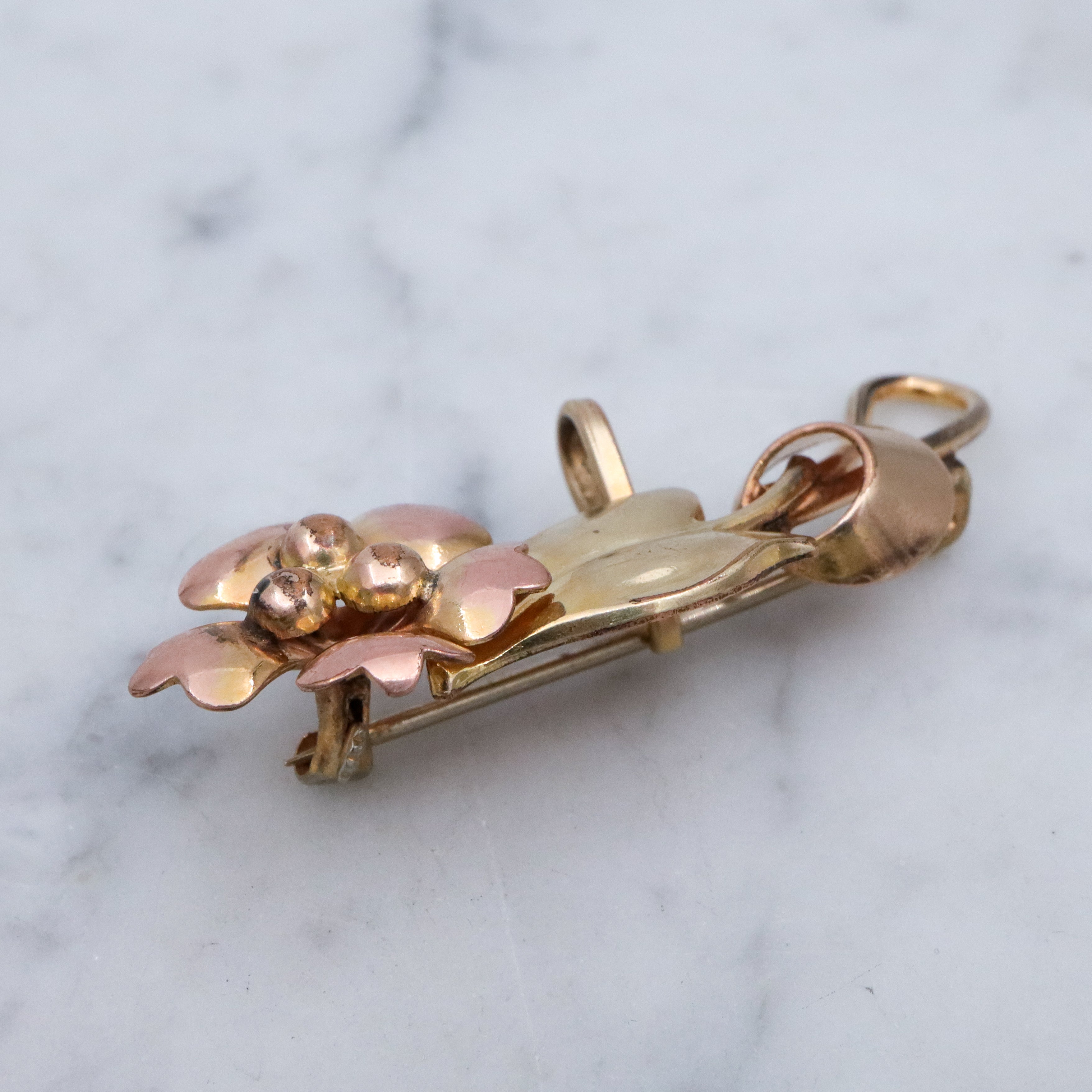 Mid Century Binder Brothers 12k gold filled floral brooch w/clip