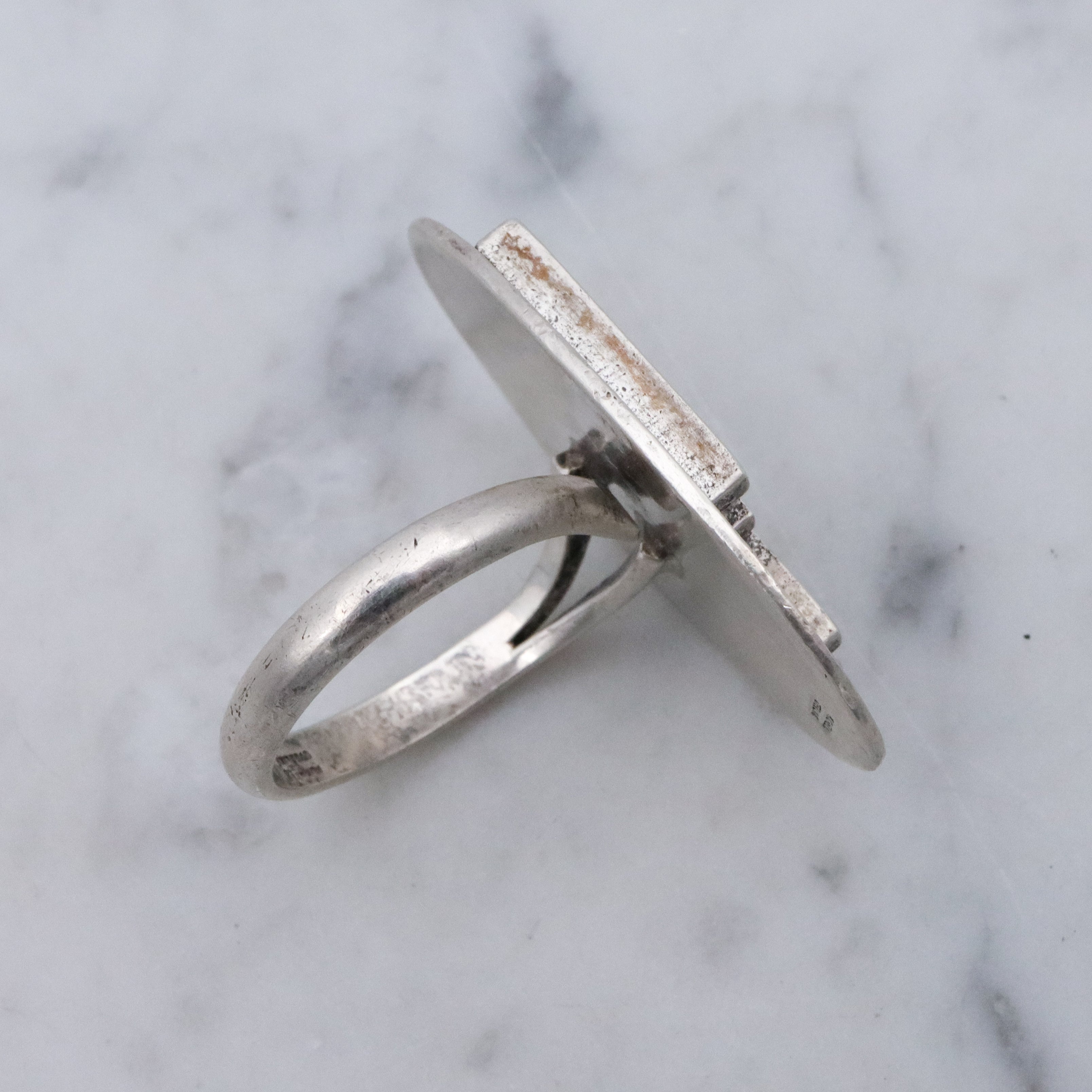 Mid Century sterling block letter "MR" ring, size 7 adjustable