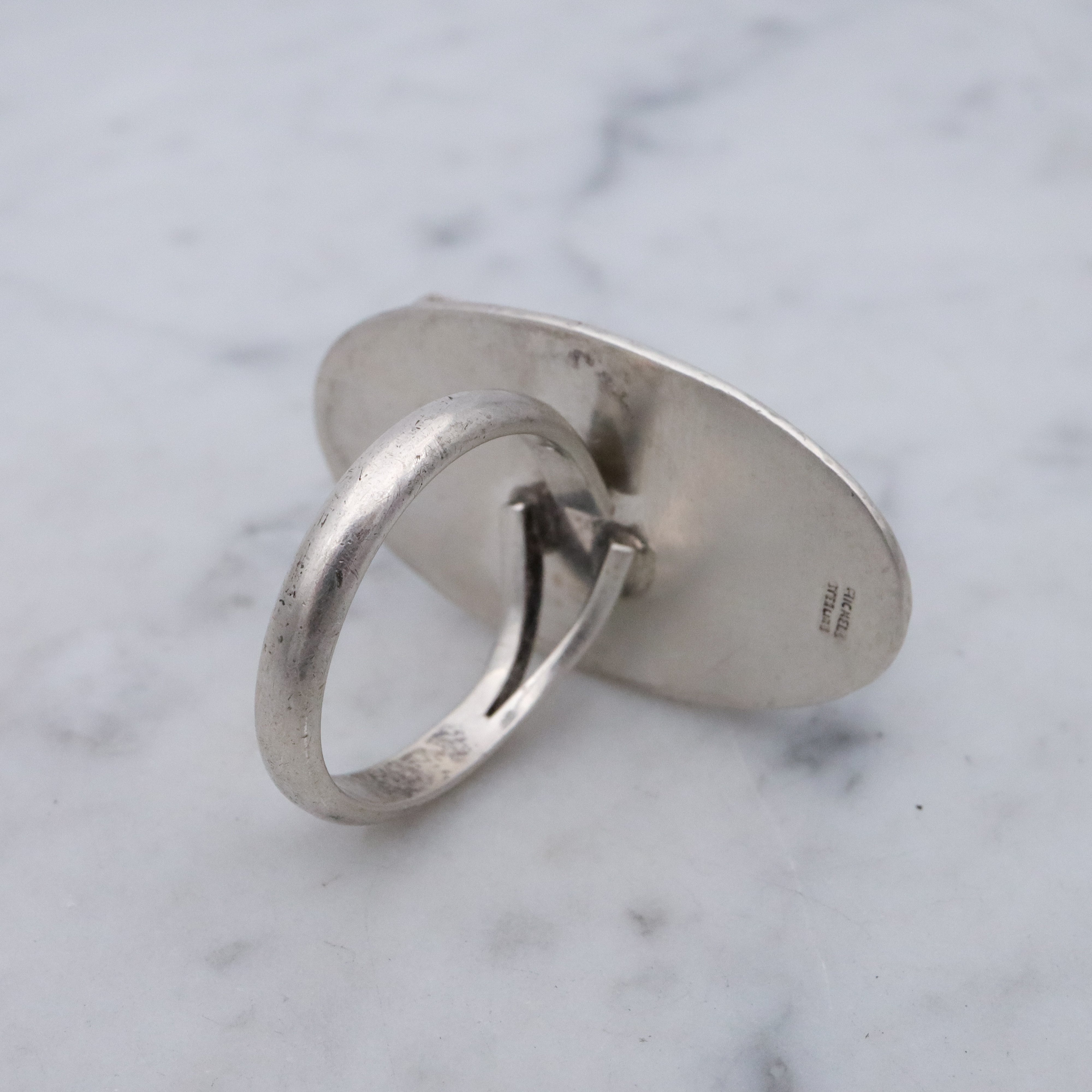 Mid Century sterling block letter "MR" ring, size 7 adjustable