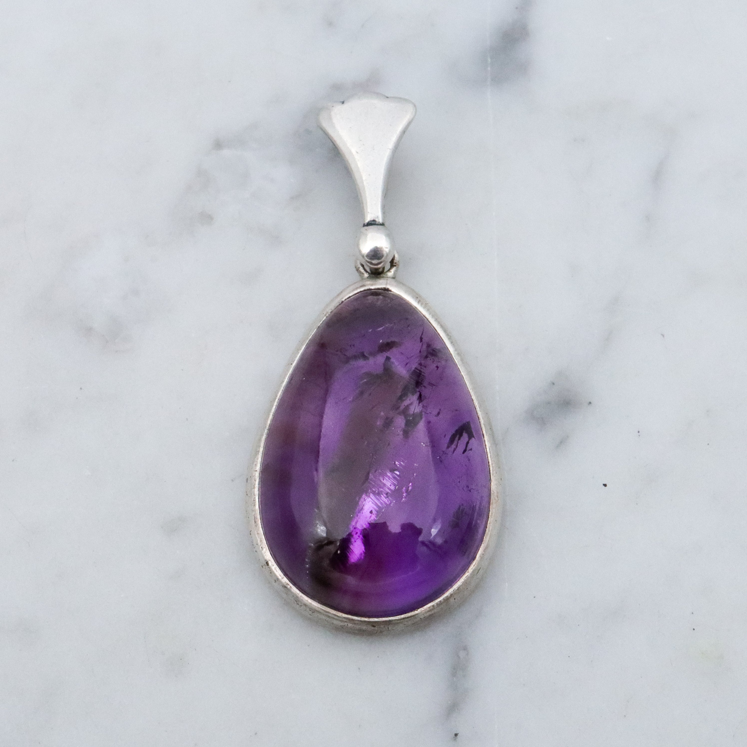 Modern vintage sterling & natural ametrine pear drop pendant