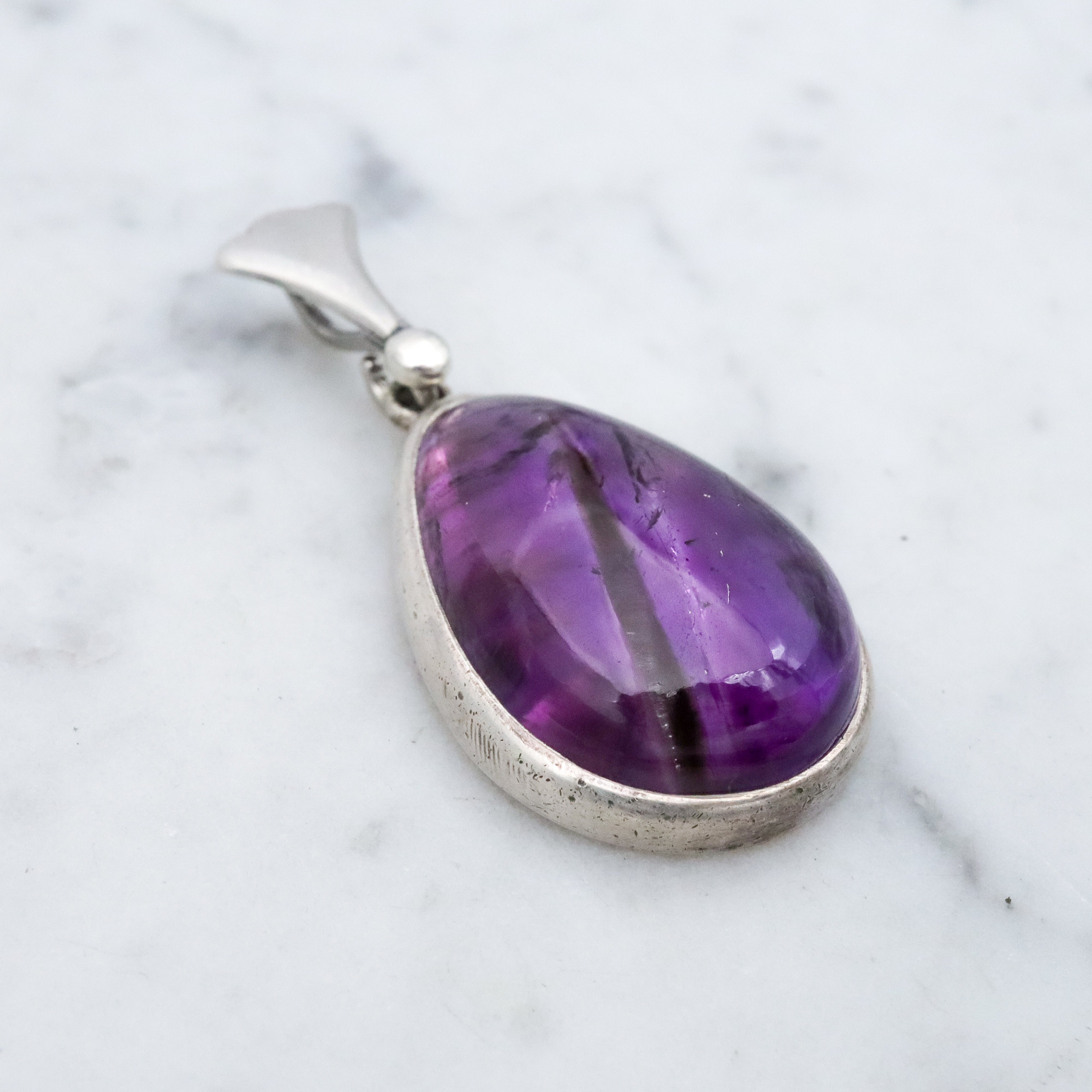 Modern vintage sterling & natural ametrine pear drop pendant