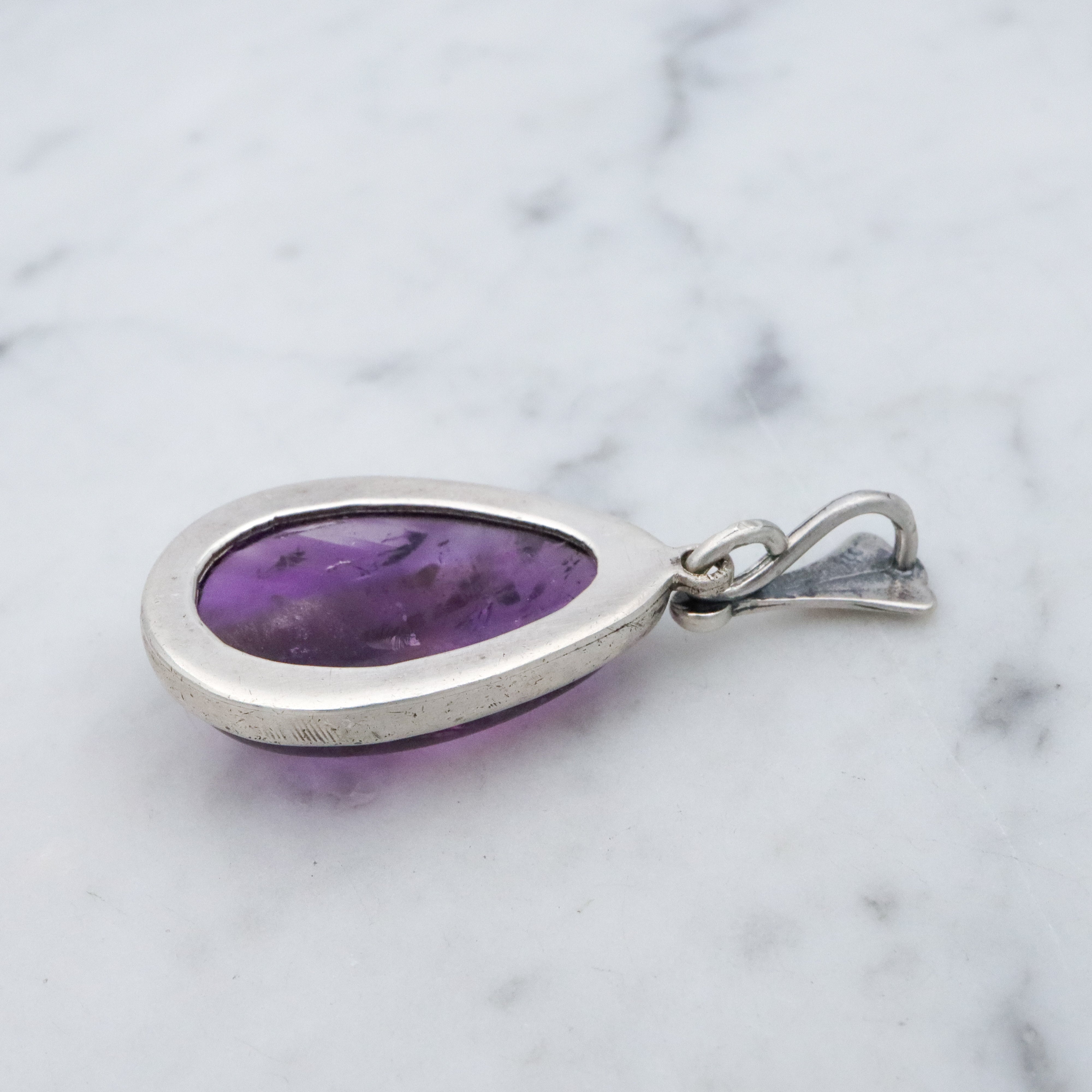Modern vintage sterling & natural ametrine pear drop pendant
