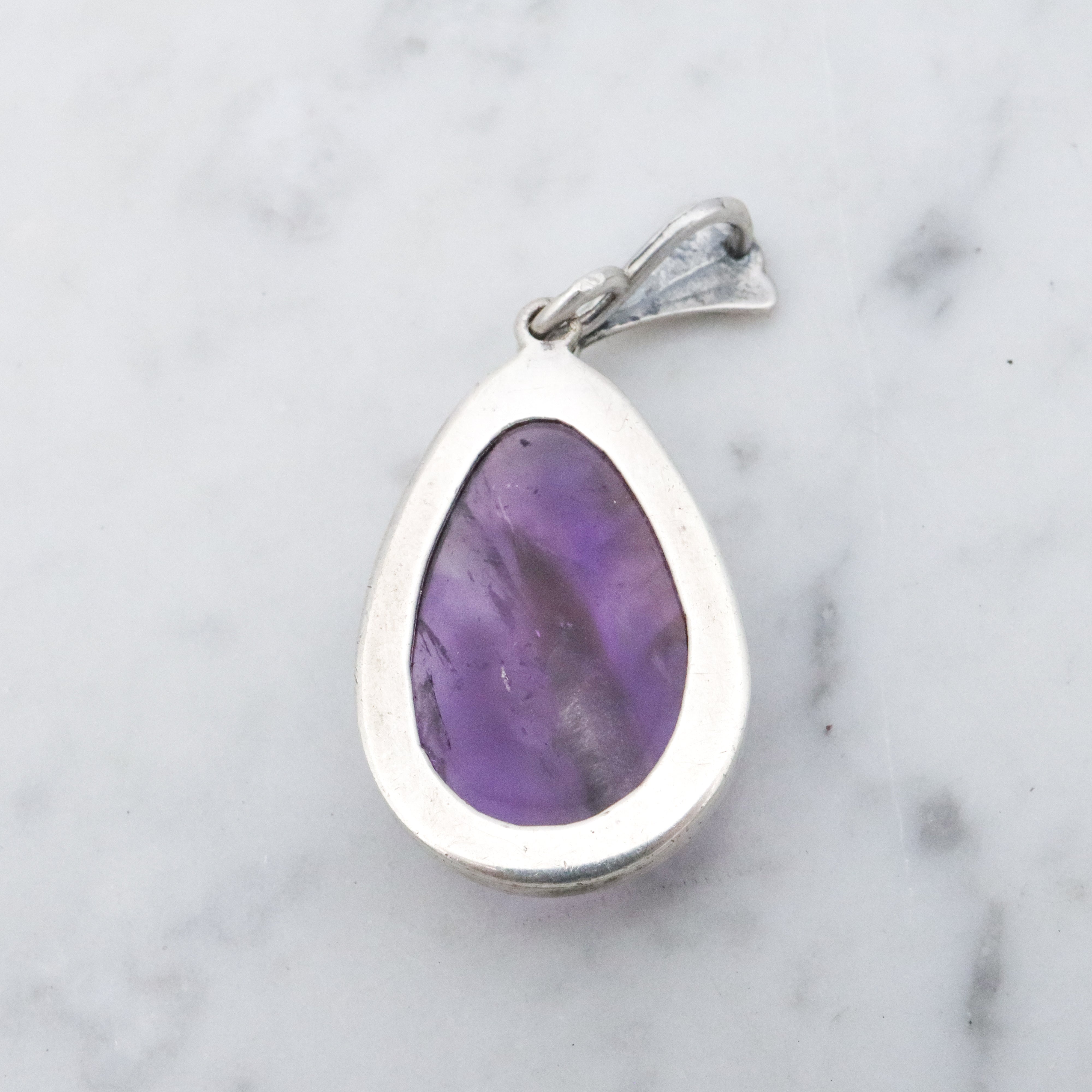 Modern vintage sterling & natural ametrine pear drop pendant
