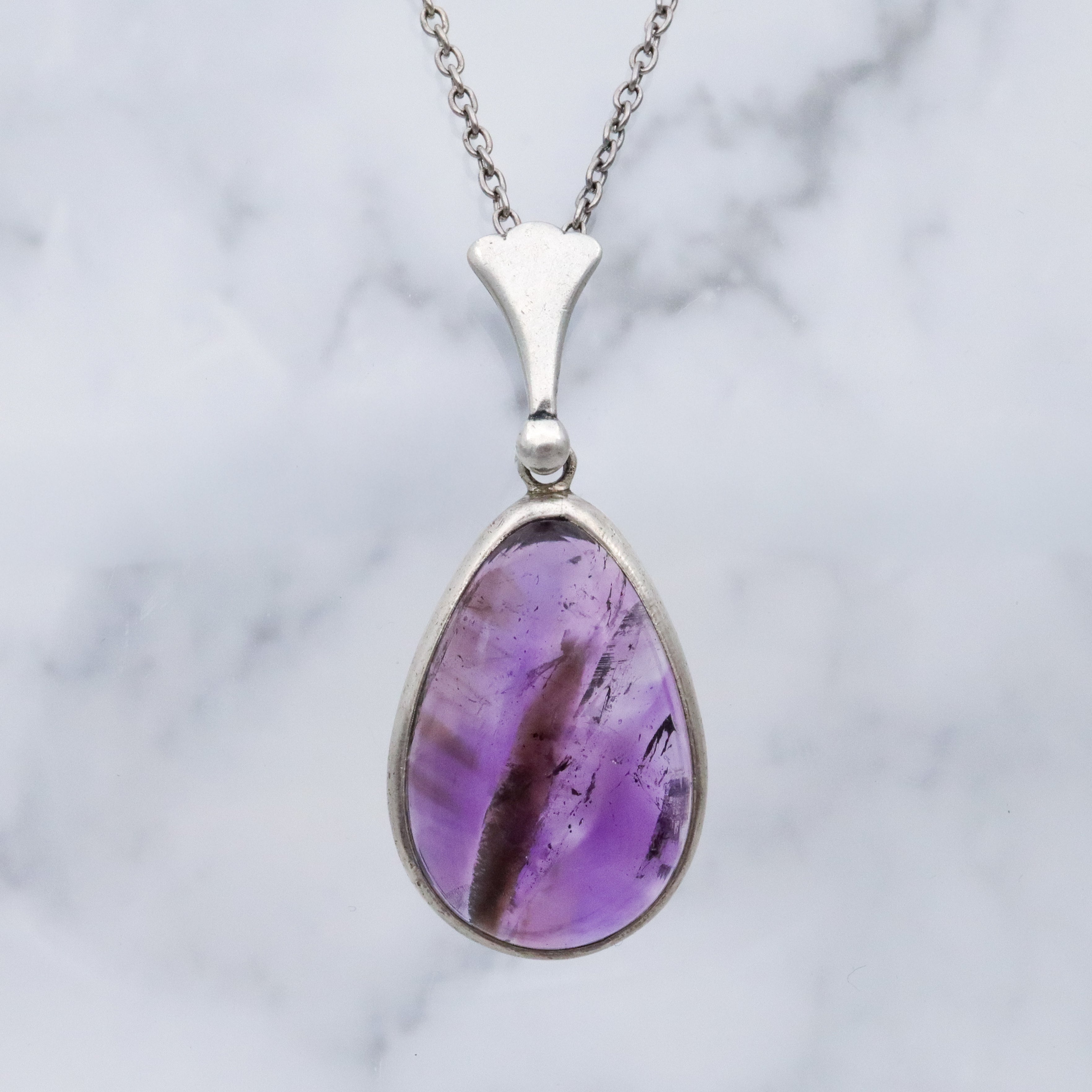 Modern vintage sterling & natural ametrine pear drop pendant