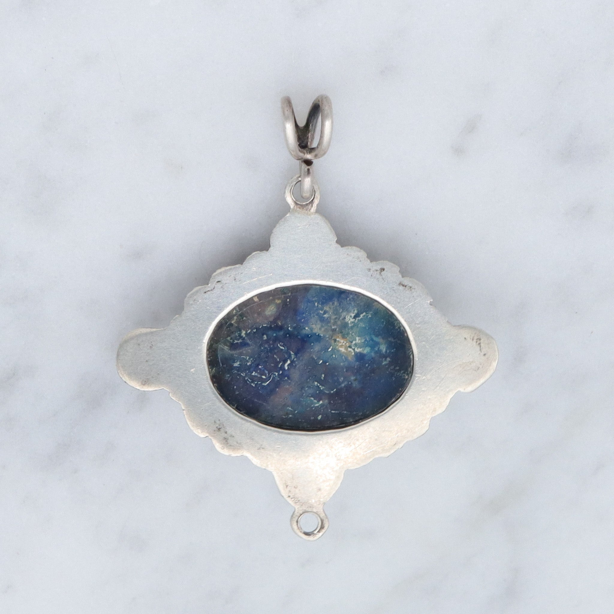 Vintage European sterling cannetille filigree & sodalite pendant