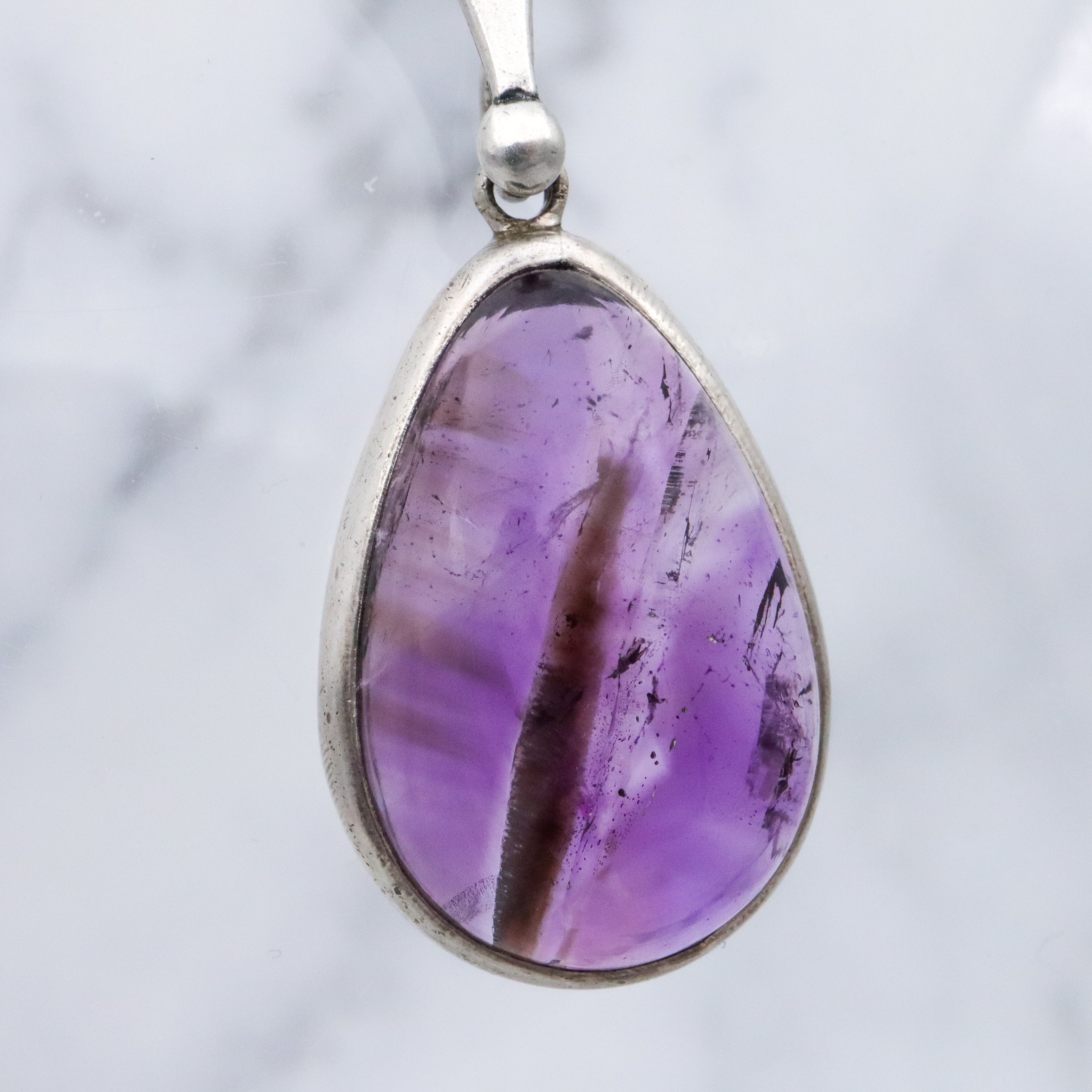 Modern vintage sterling & natural ametrine pear drop pendant
