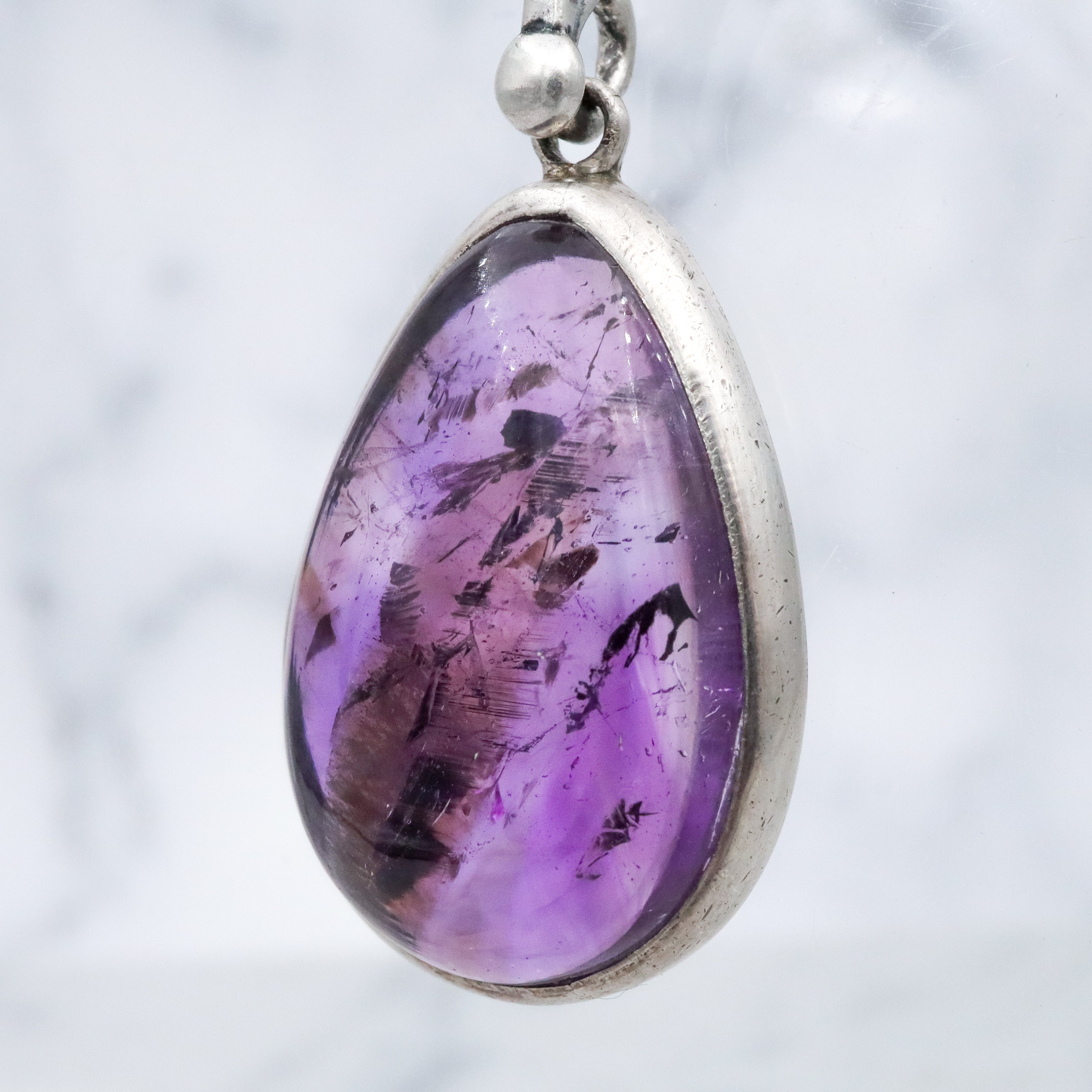 Modern vintage sterling & natural ametrine pear drop pendant
