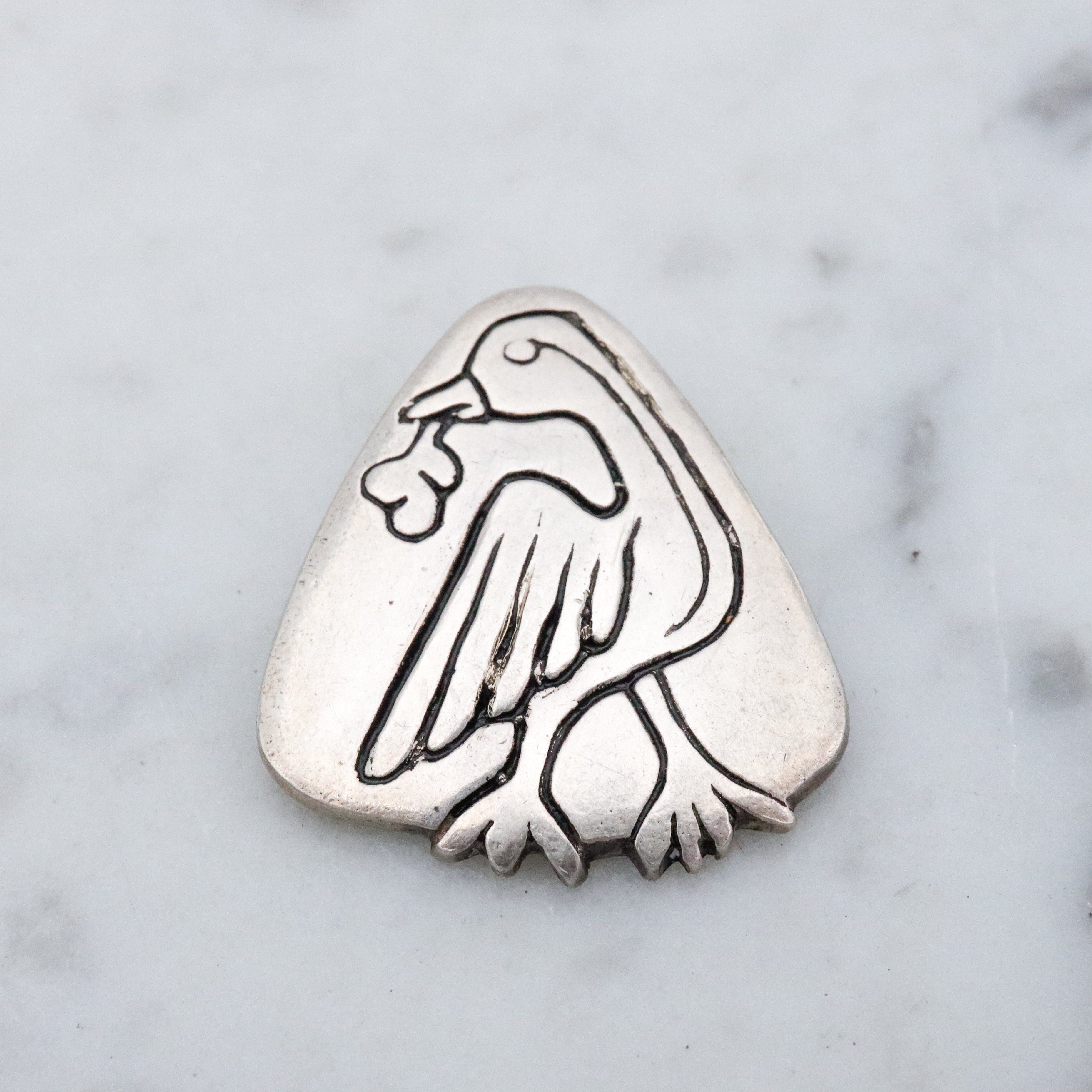 Retro 1980s sterling enamel bird, or goose, pendant