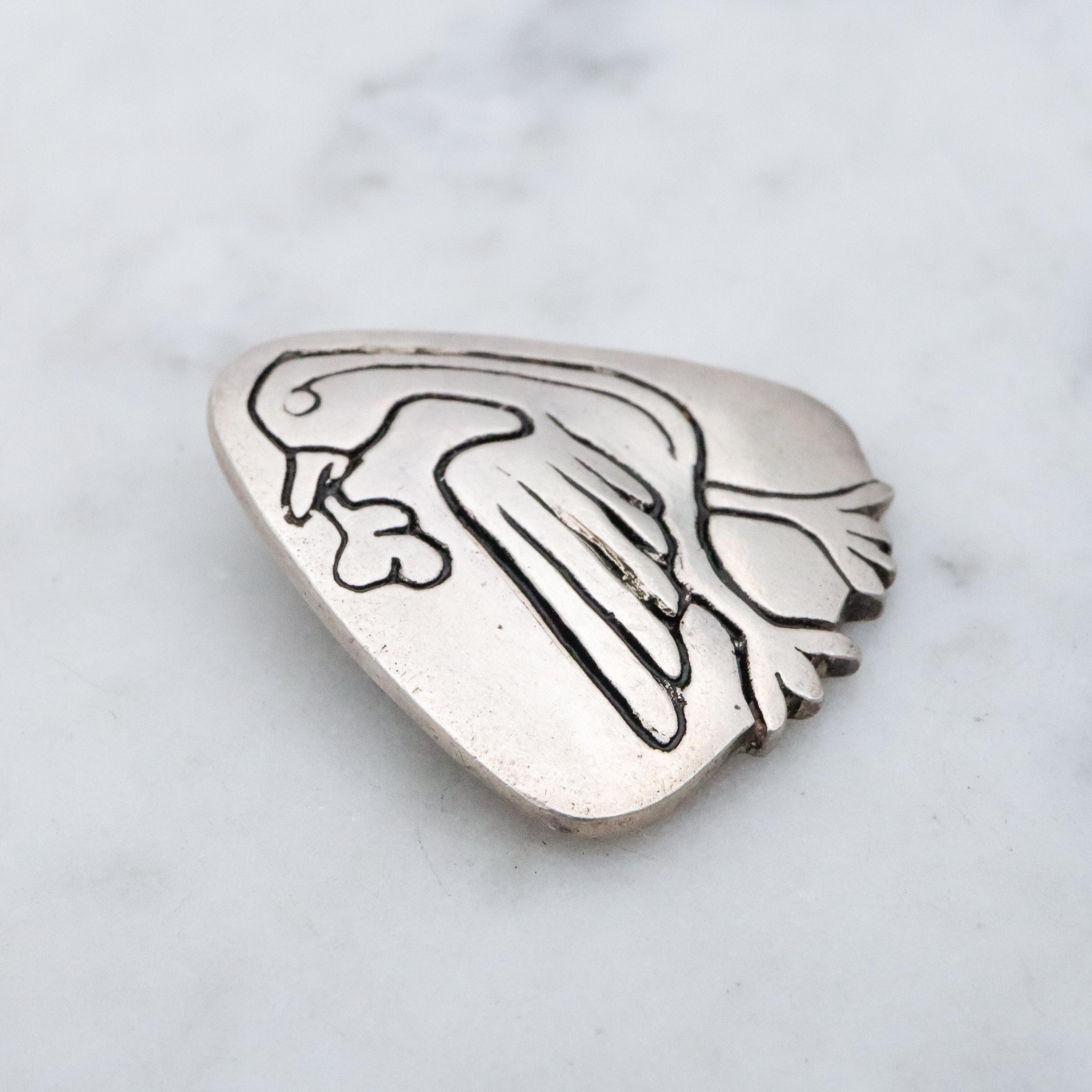 Retro 1980s sterling enamel bird, or goose, pendant