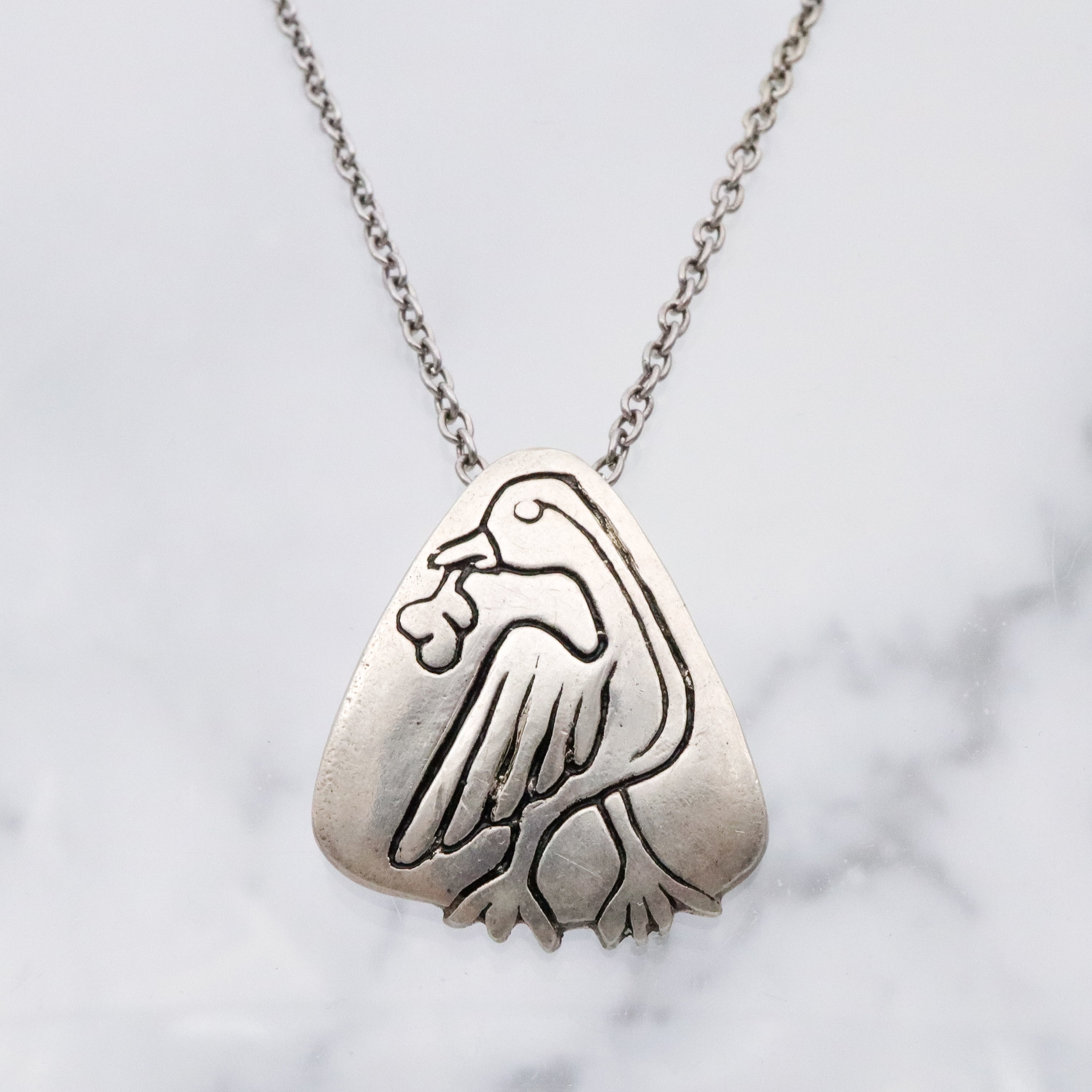 Retro 1980s sterling enamel bird, or goose, pendant