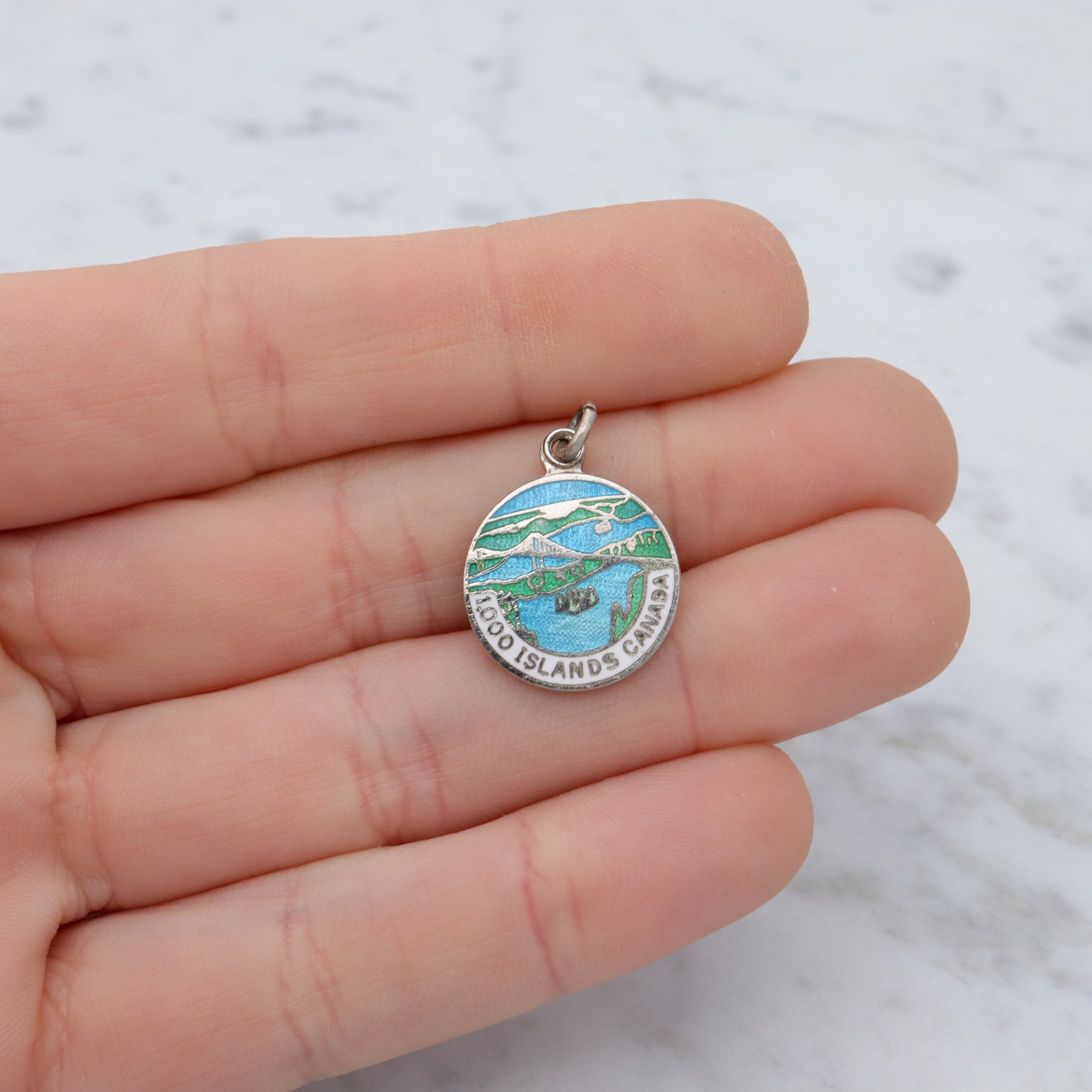 Antique B.M. & Co. sterling, enamel souvenir charm pendant