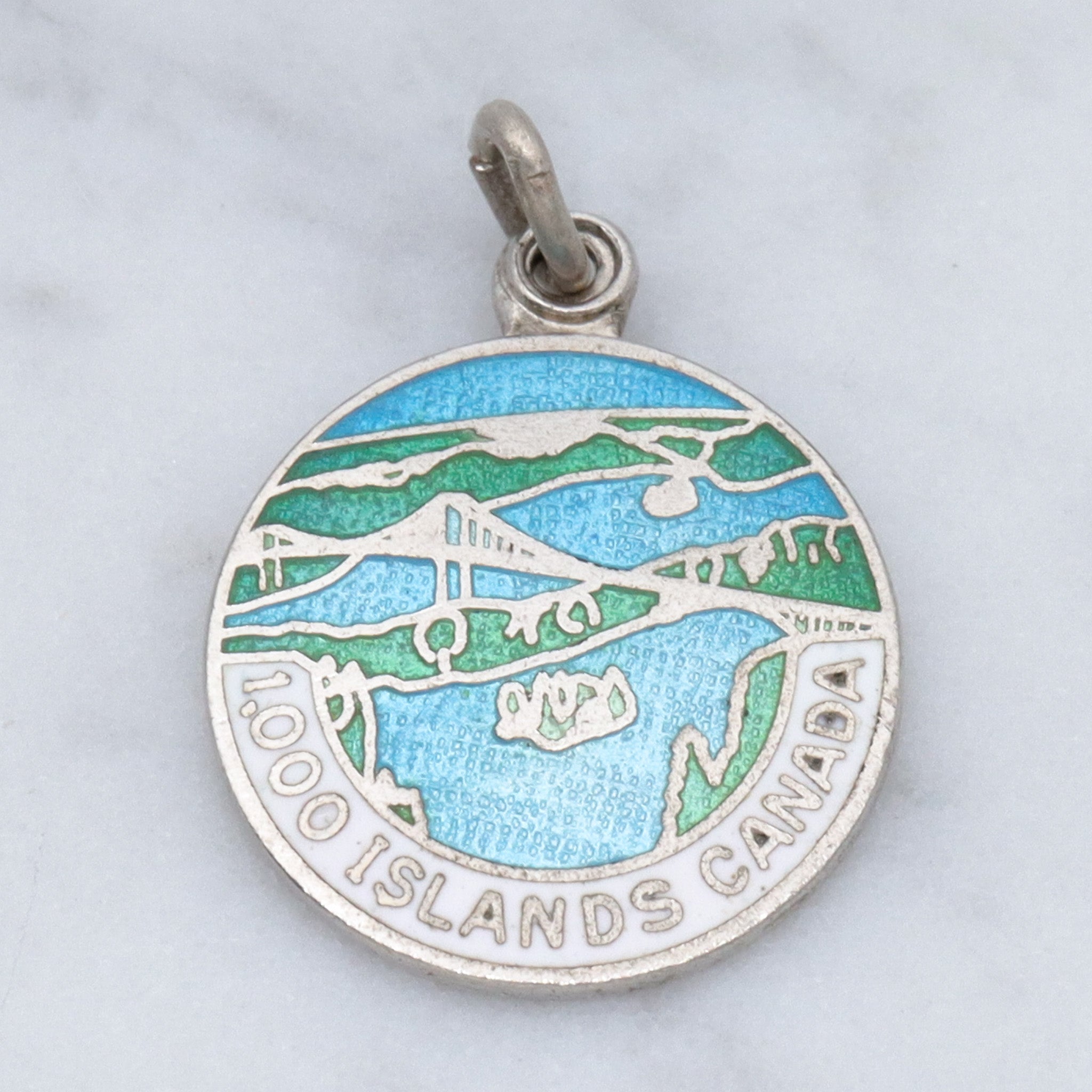 Antique B.M. & Co. sterling, enamel souvenir charm pendant