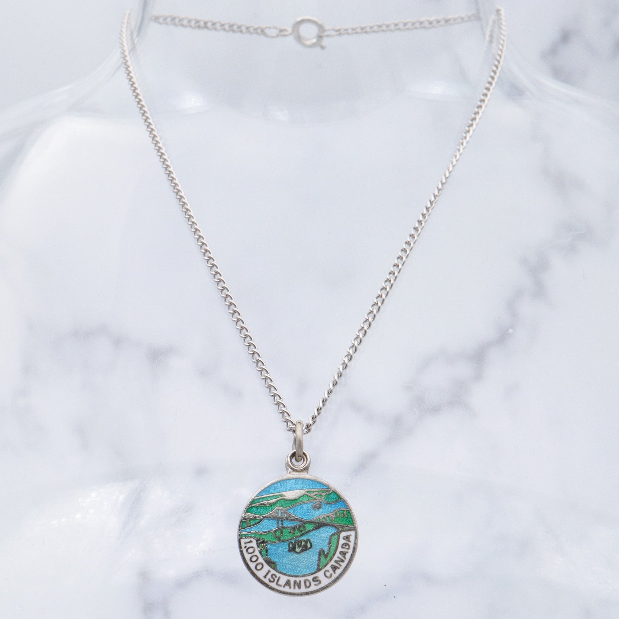 Antique B.M. & Co. sterling, enamel souvenir charm pendant