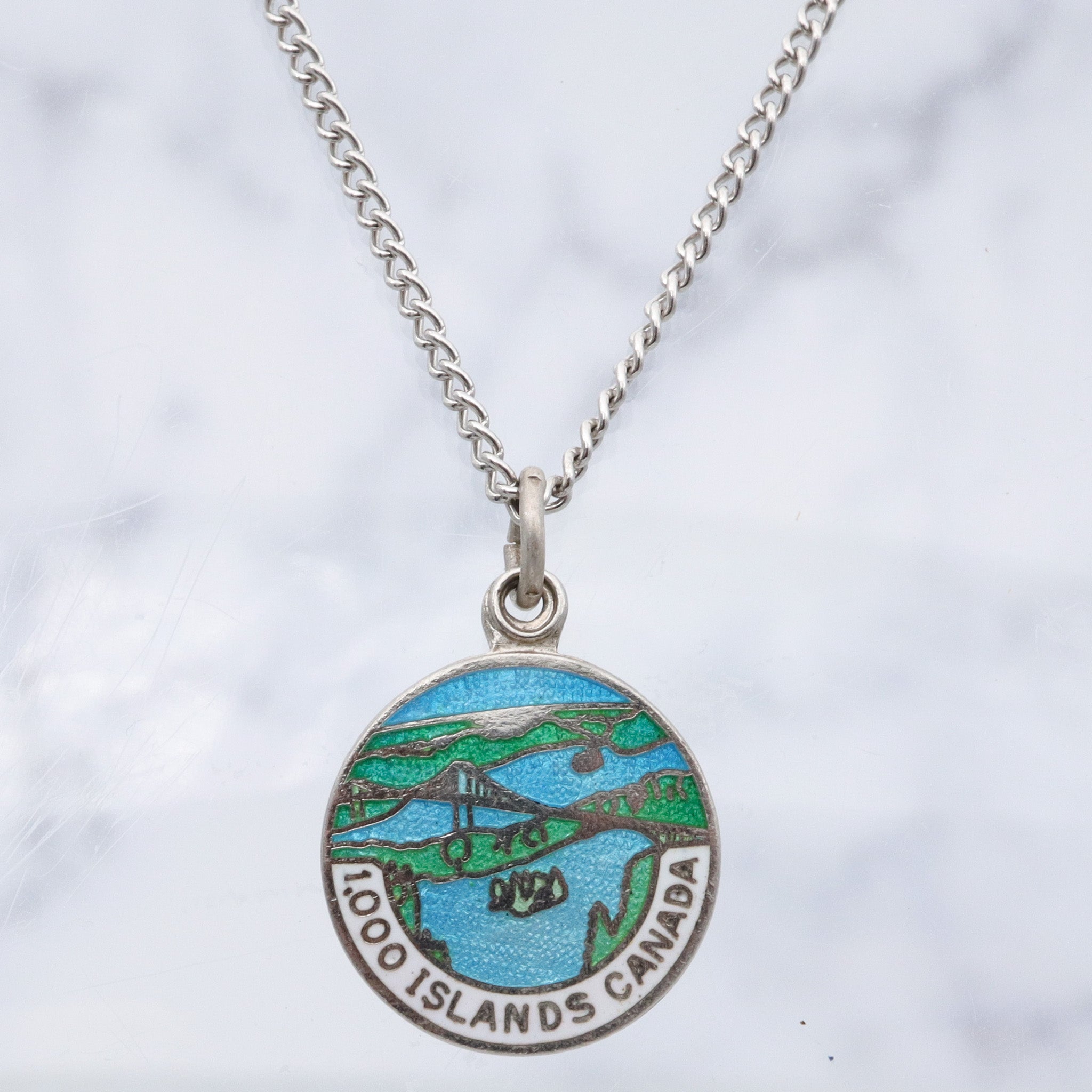 Antique B.M. & Co. sterling, enamel souvenir charm pendant