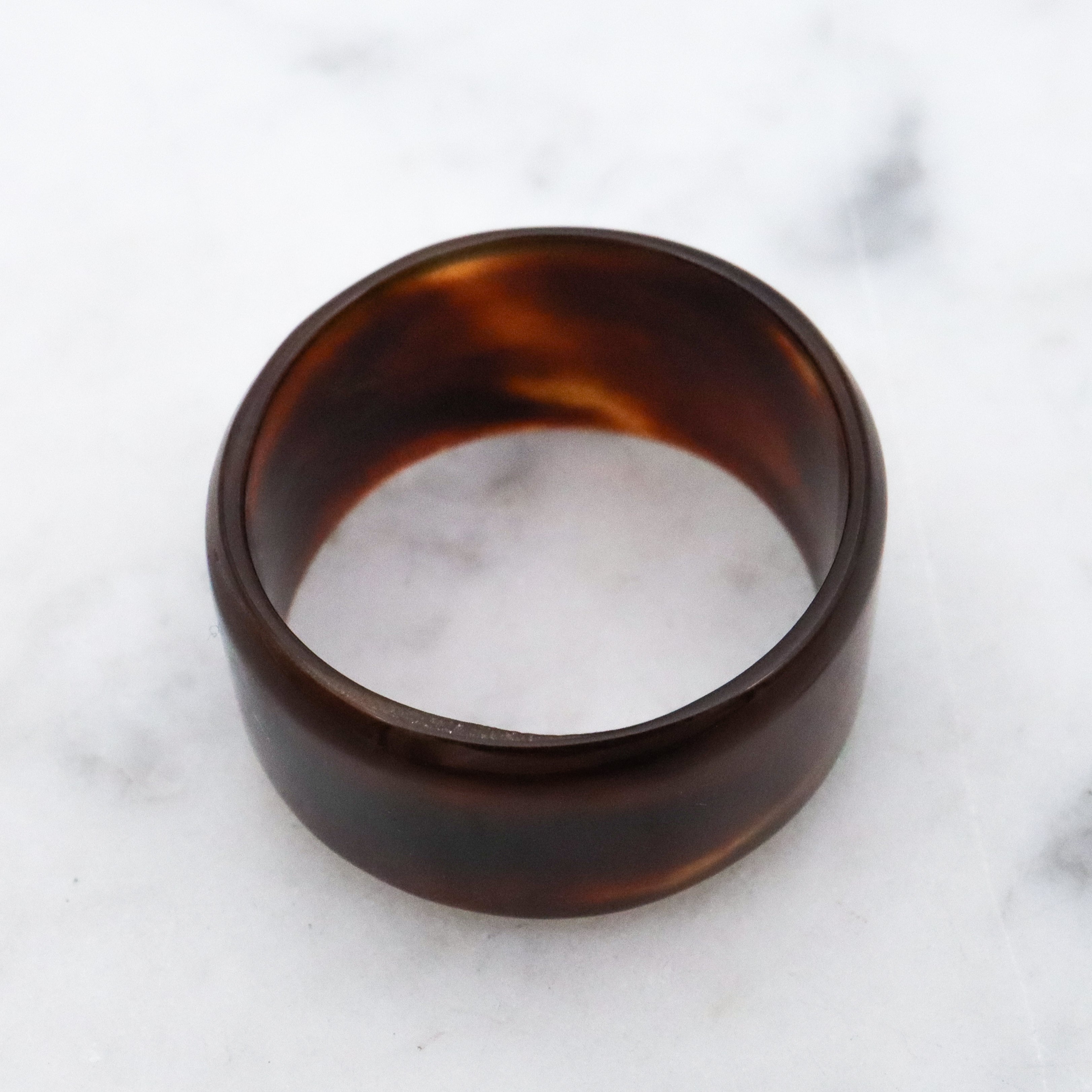 Antique Victorian tortoiseshell thick band ring, size 10
