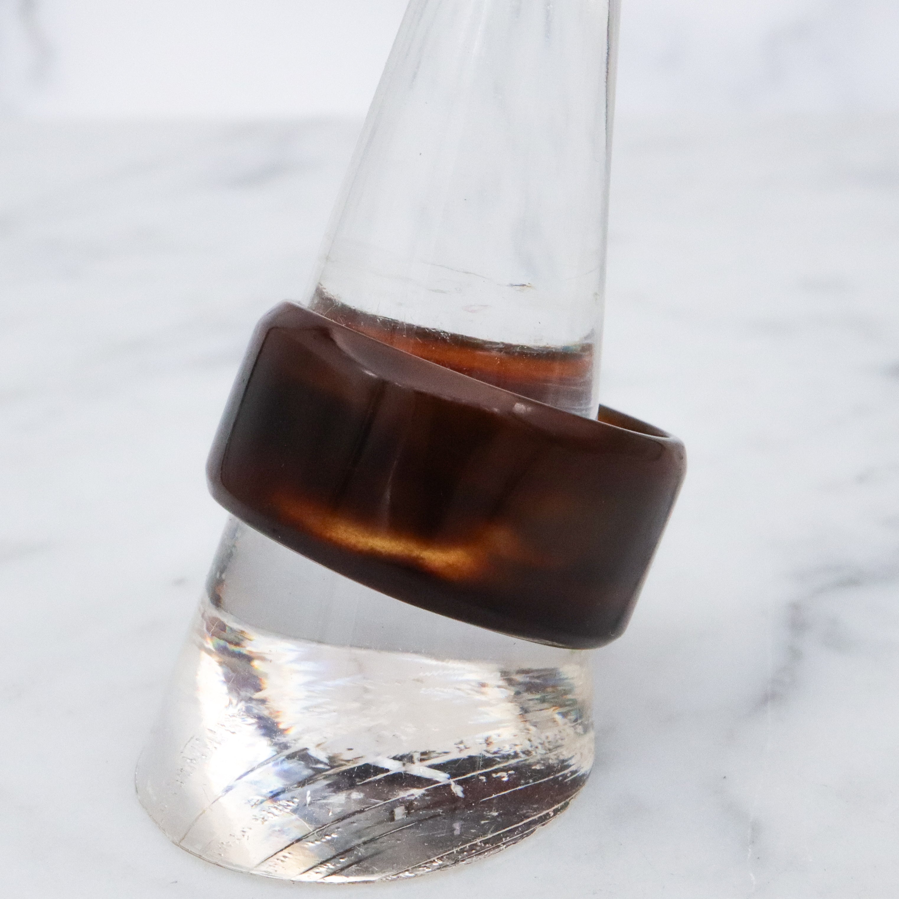 Antique Victorian tortoiseshell thick band ring, size 10