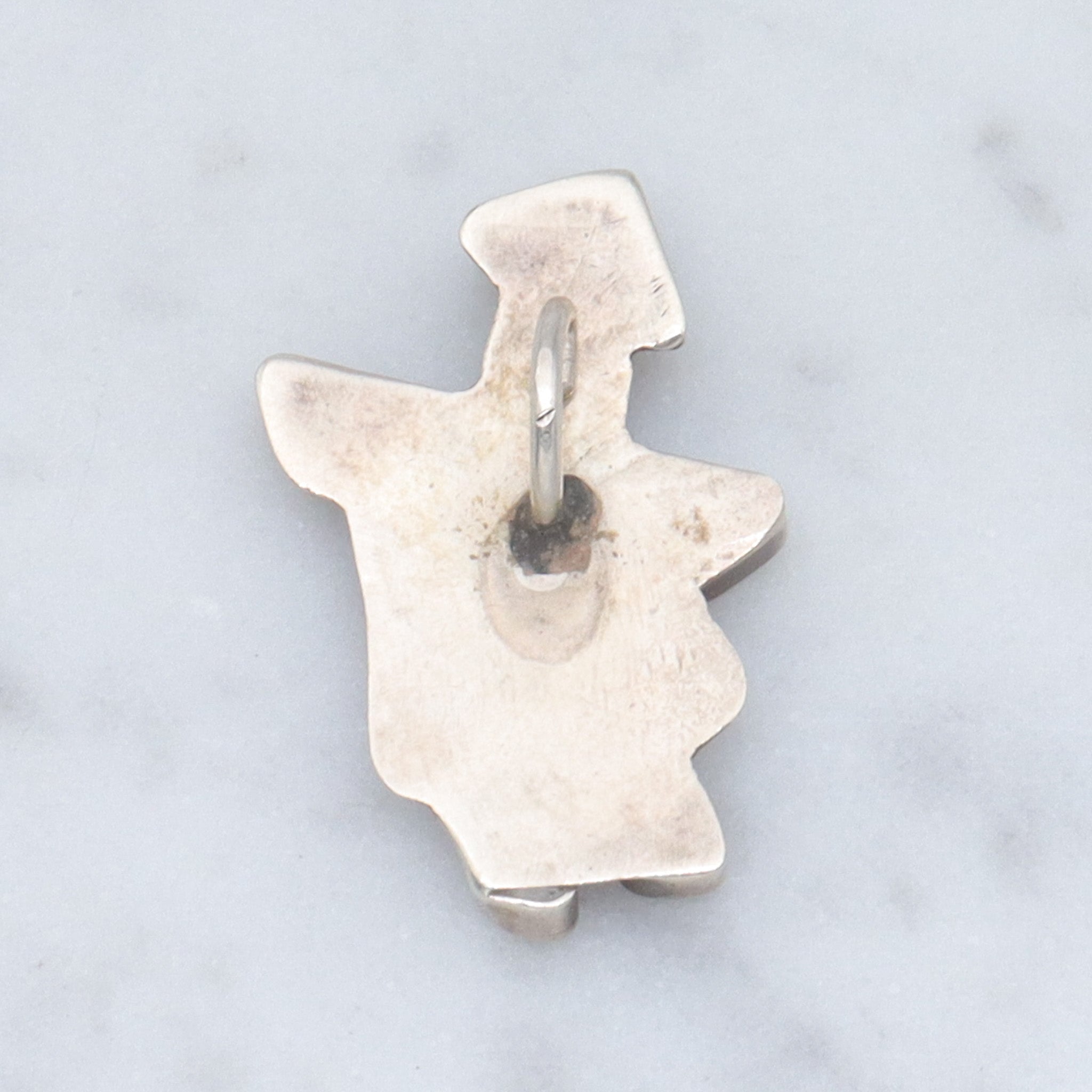 Vintage Zuni sterling green turquoise inlay Kachina Dancer pendant