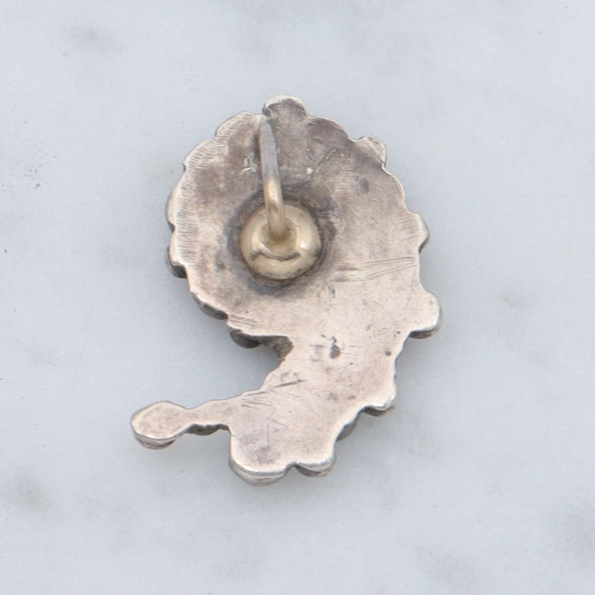 Antique Zuni sterling silver turquoise petit point paisley pendant