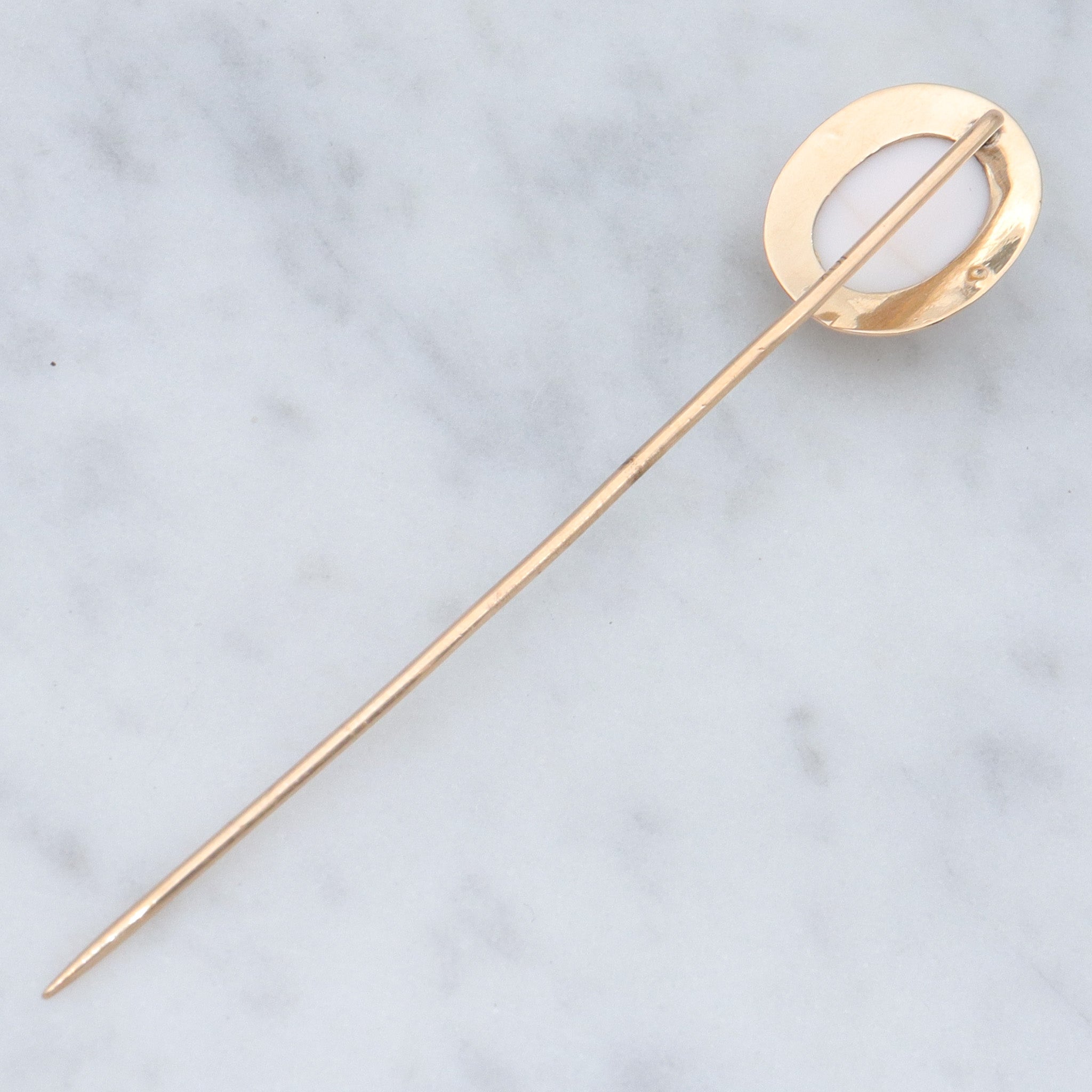 Antique Victorian 10k gold & shell cameo stick pin