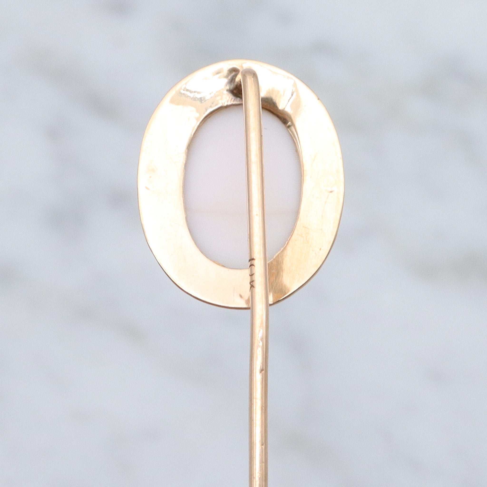 Antique Victorian 10k gold & shell cameo stick pin