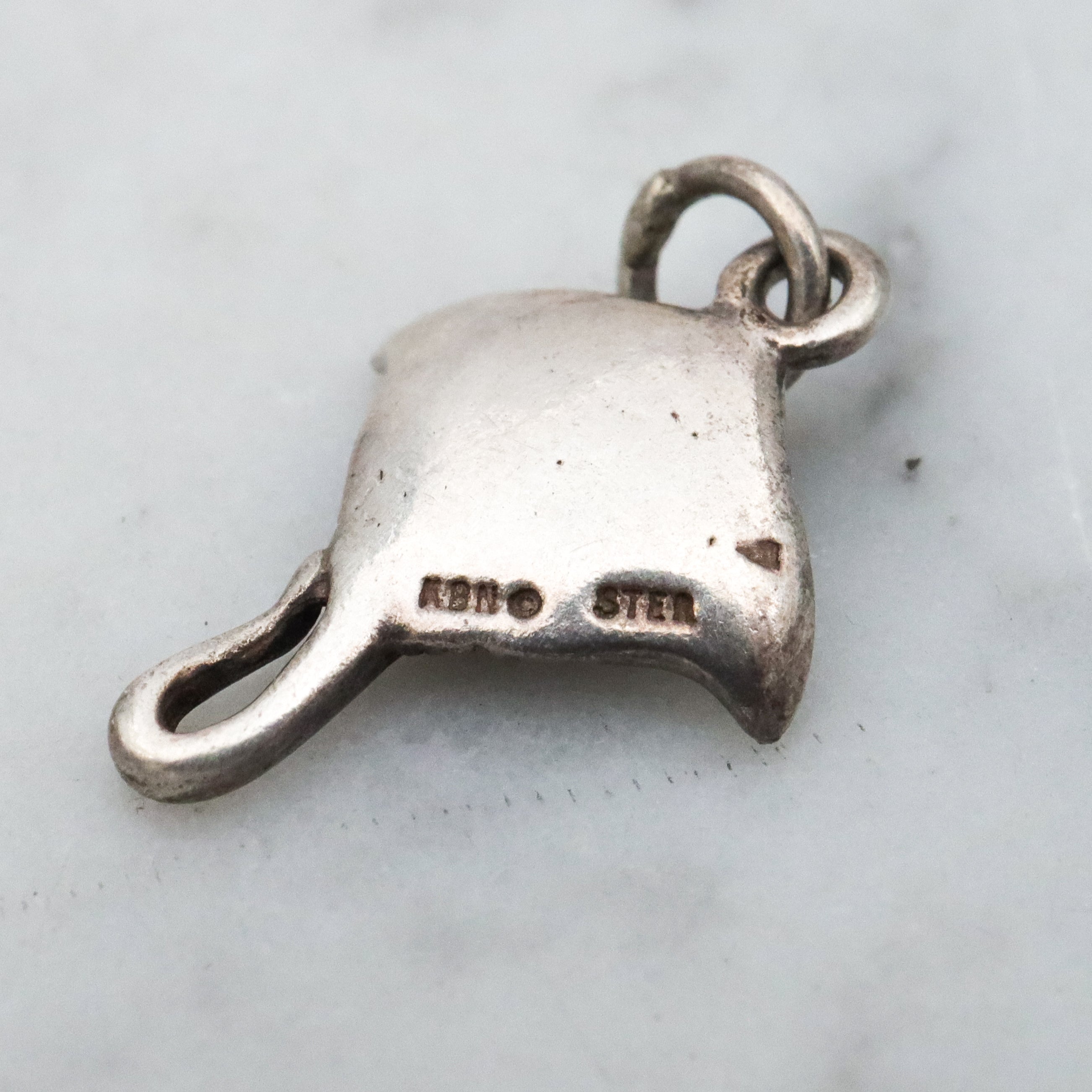 Vintage realistic sterling spotted stingray charm pendant