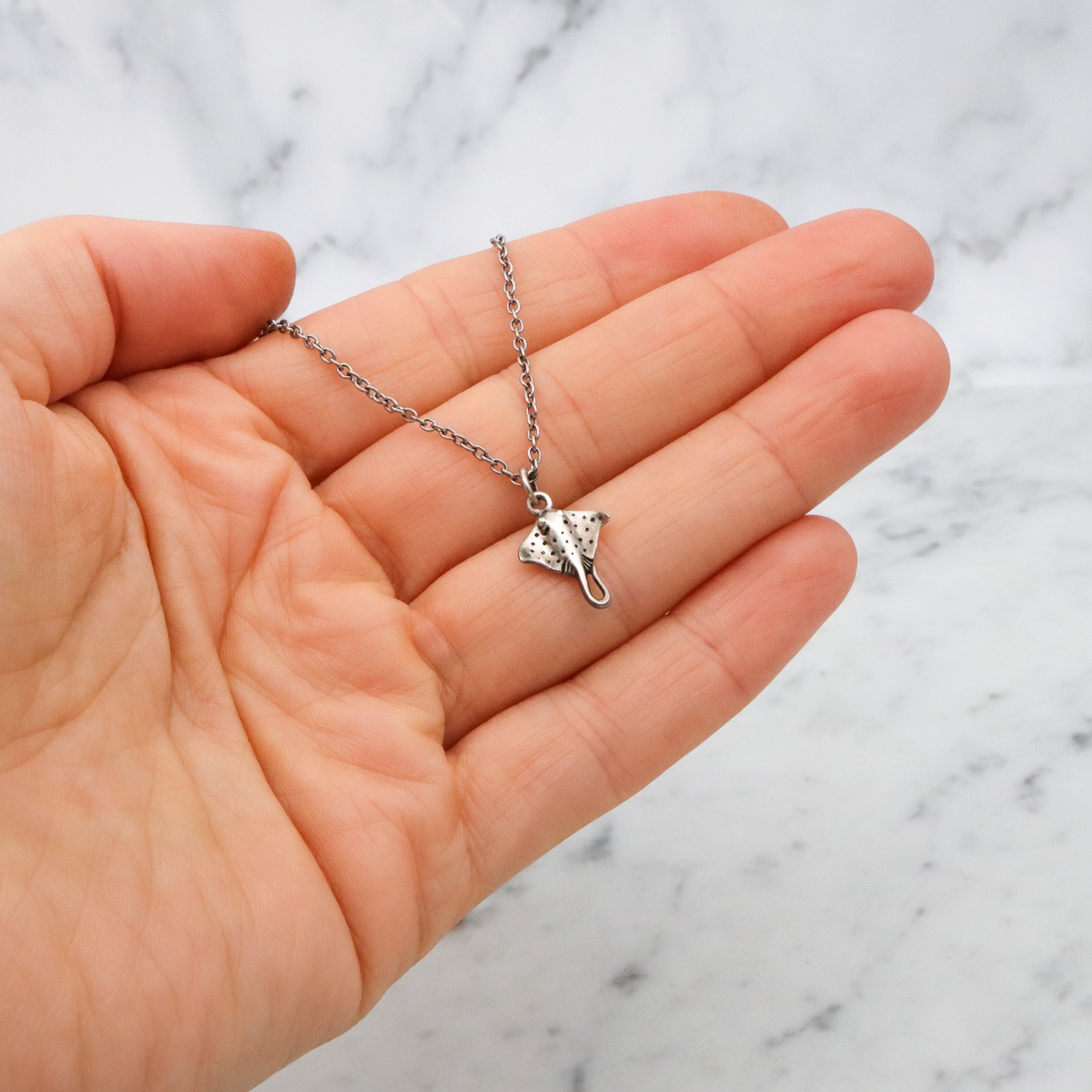 Vintage realistic sterling spotted stingray charm pendant