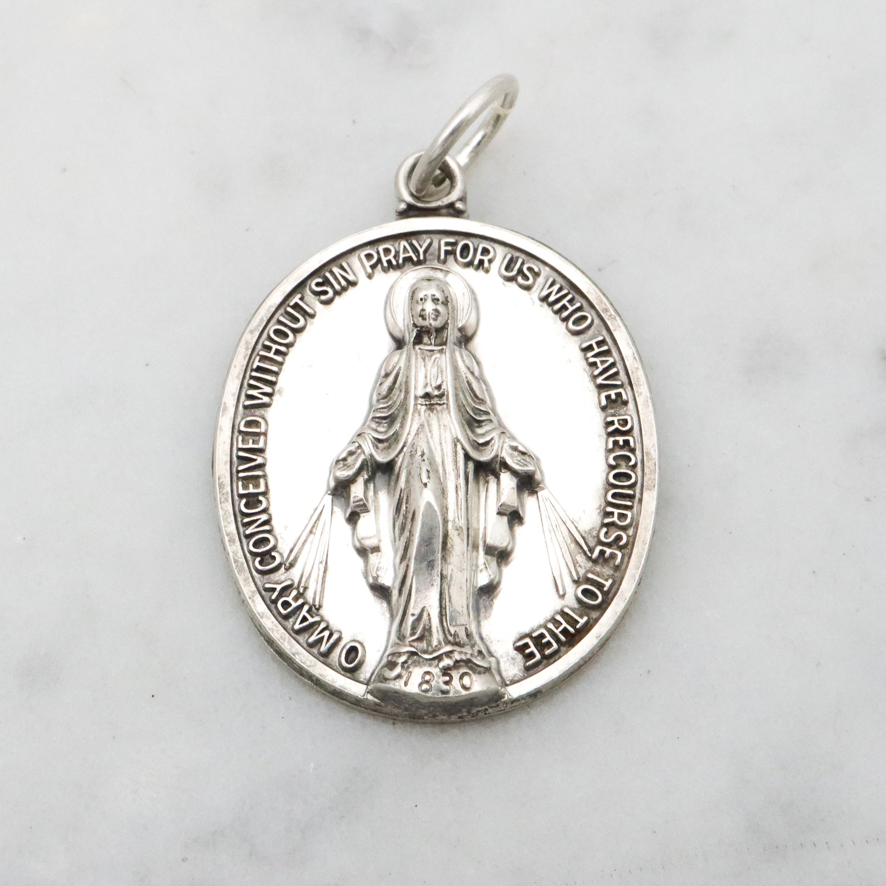 Vintage Hayward sterling Miraculous Medal pop out pendant