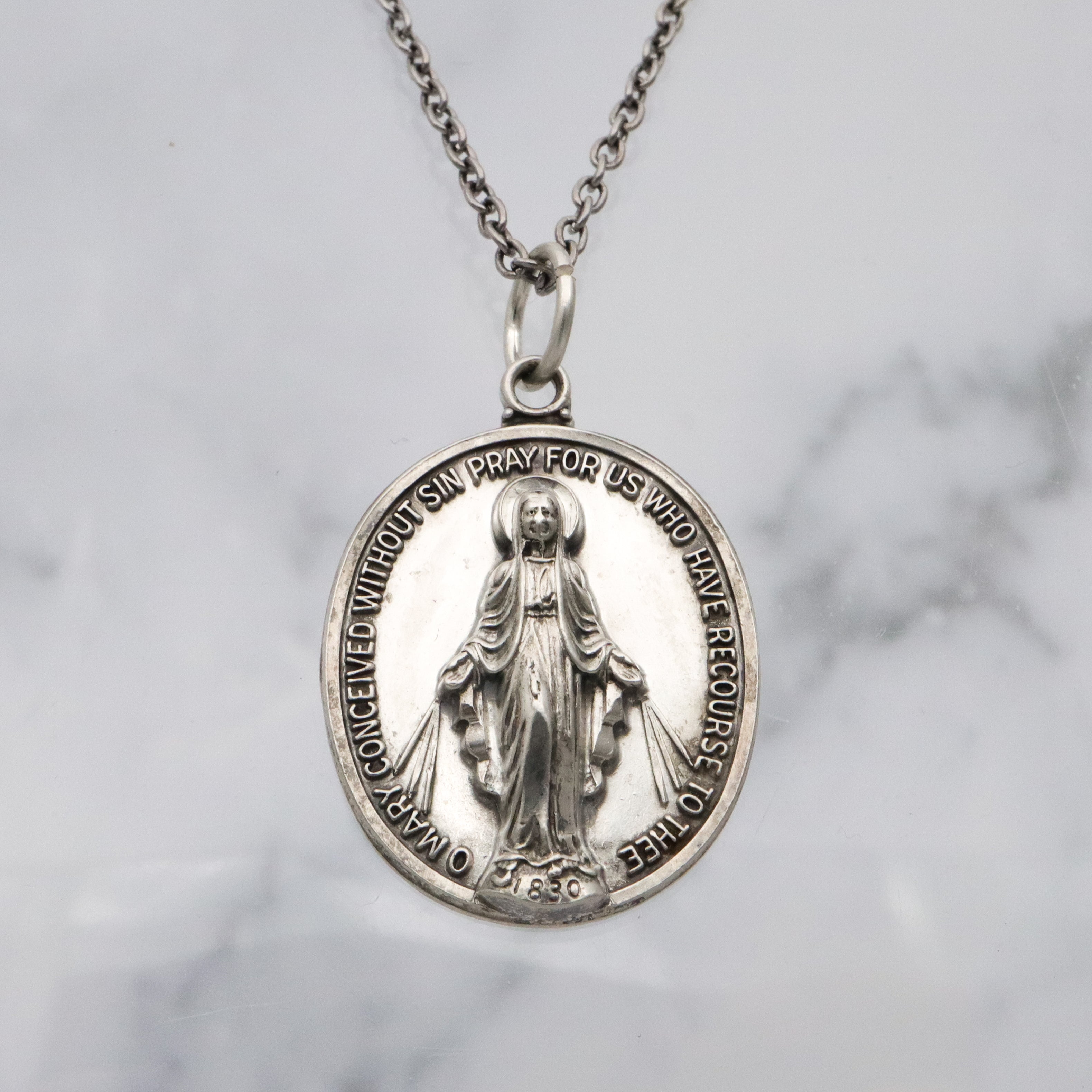 Vintage Hayward sterling Miraculous Medal pop out pendant