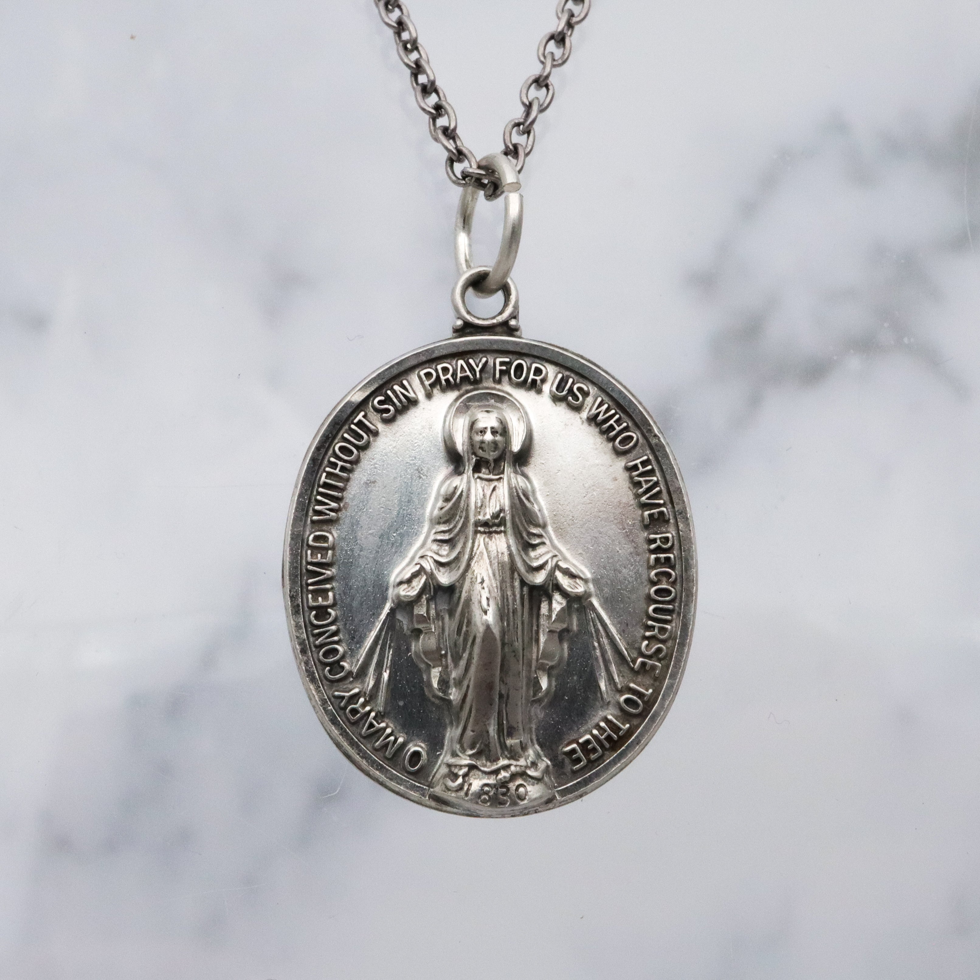 Vintage Hayward sterling Miraculous Medal pop out pendant