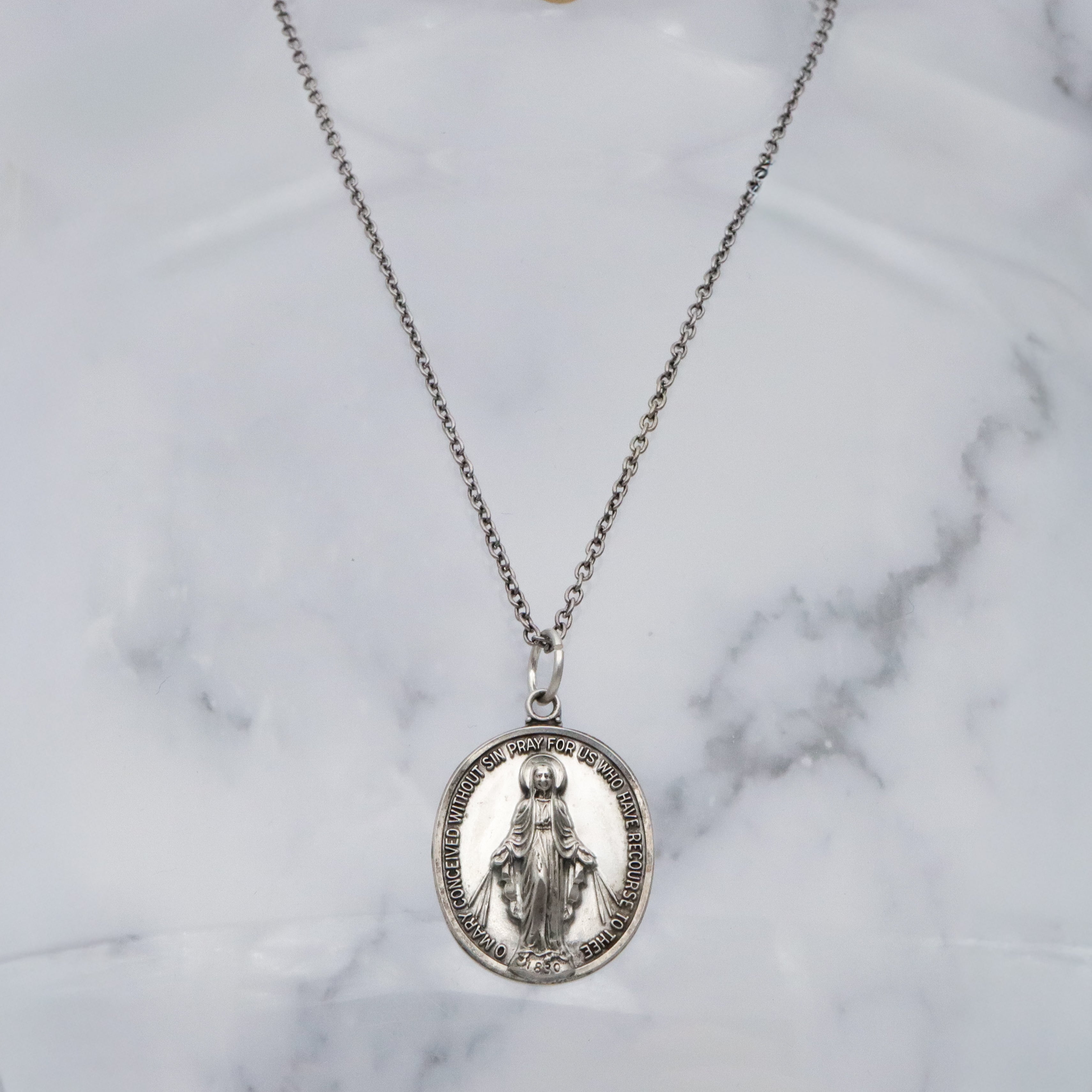 Vintage Hayward sterling Miraculous Medal pop out pendant