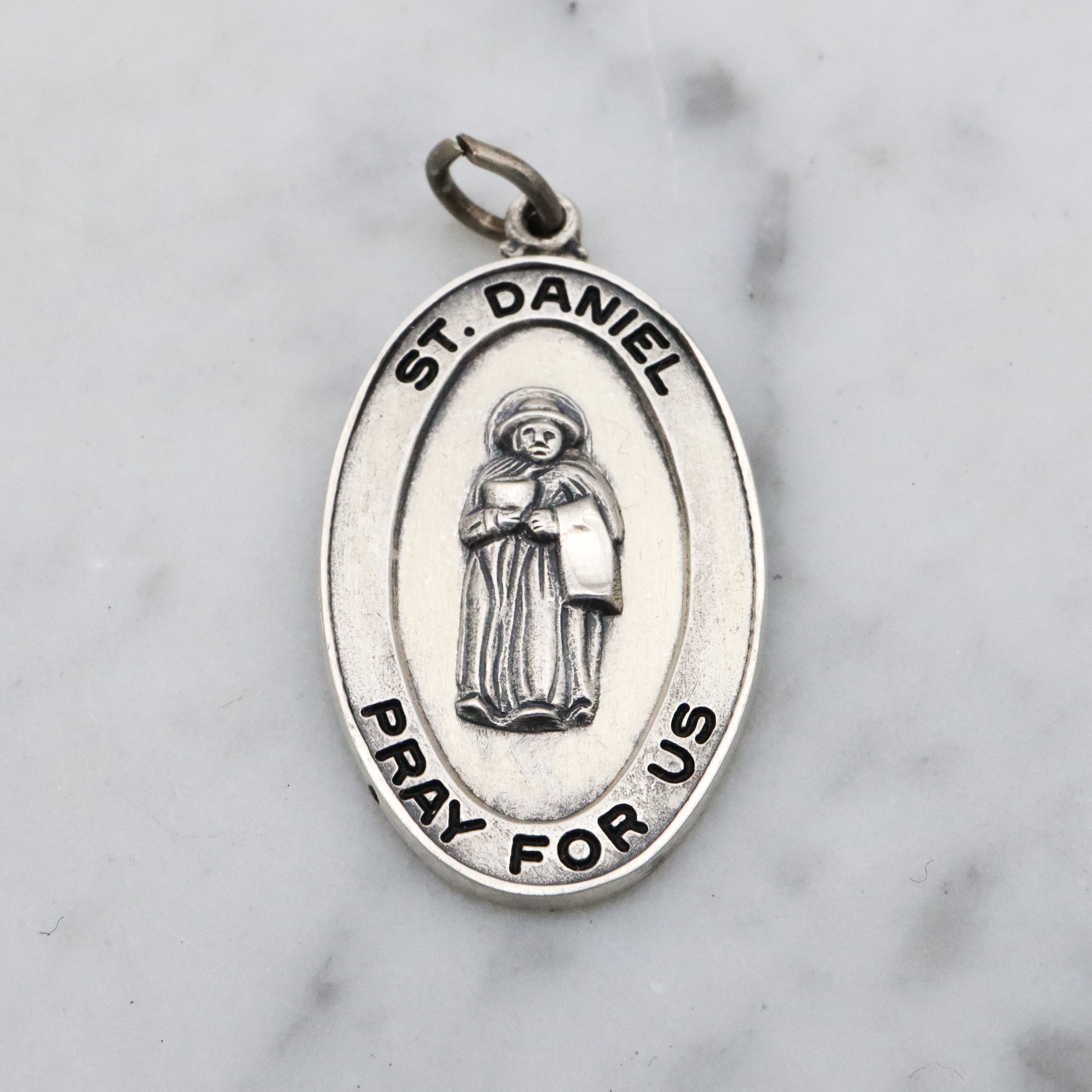 Vintage Creed sterling Saint Daniel medal pendant