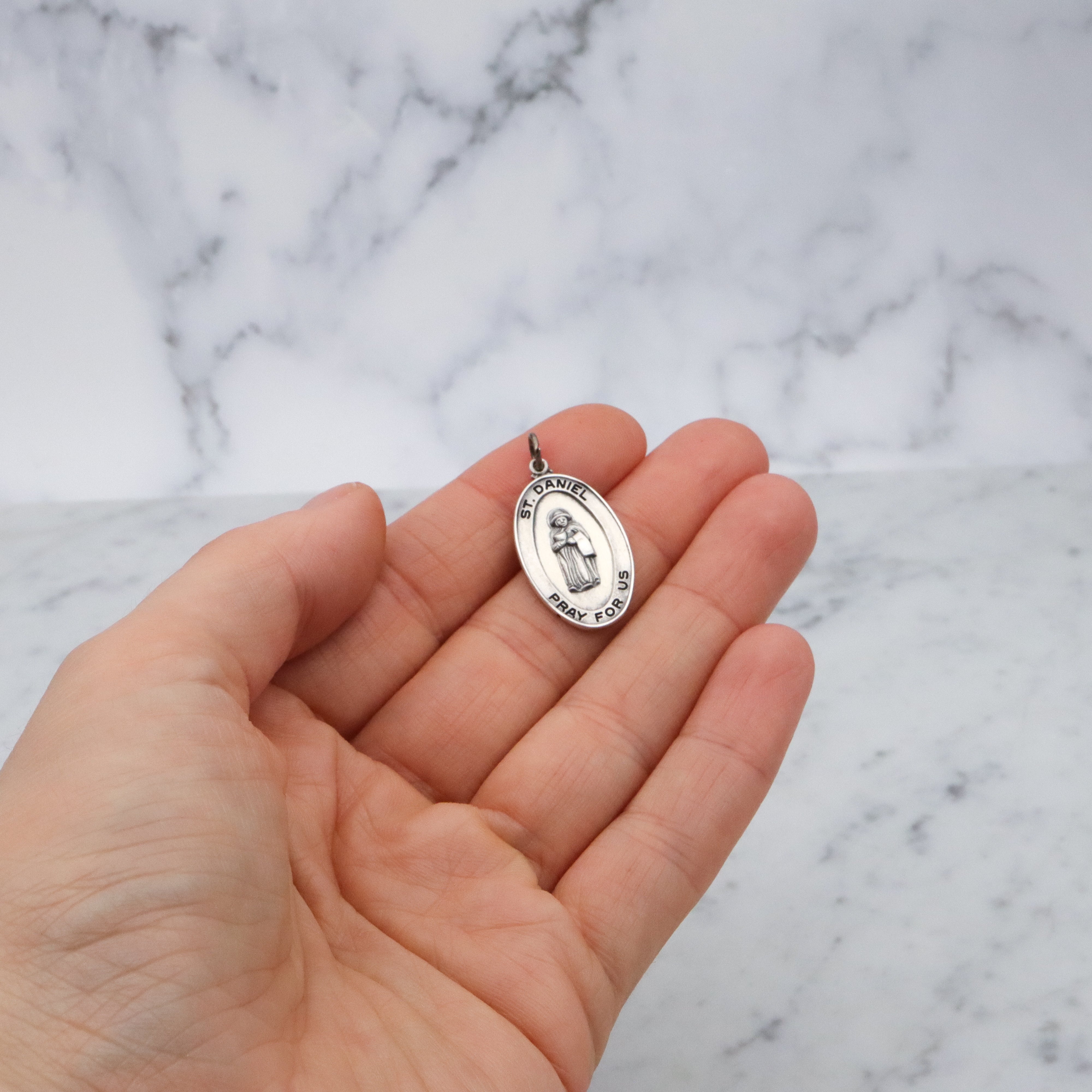 Vintage Creed sterling Saint Daniel medal pendant